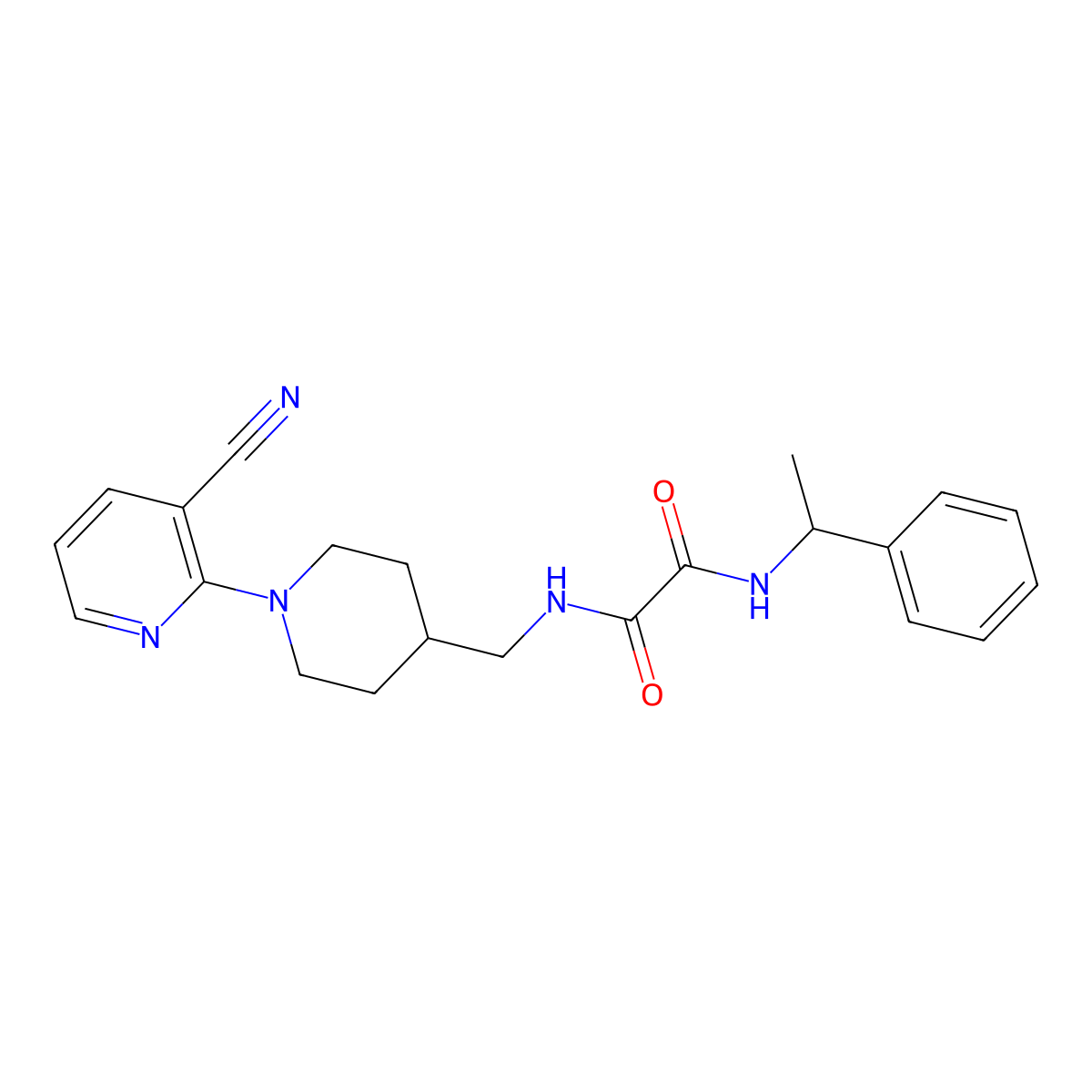 N1-((1-(3-cyanopyridin-2-yl)piperidin-4-yl)methyl)-N2-(1-phenylethyl)oxalamide molecular structure, CAS 1797852-08-4