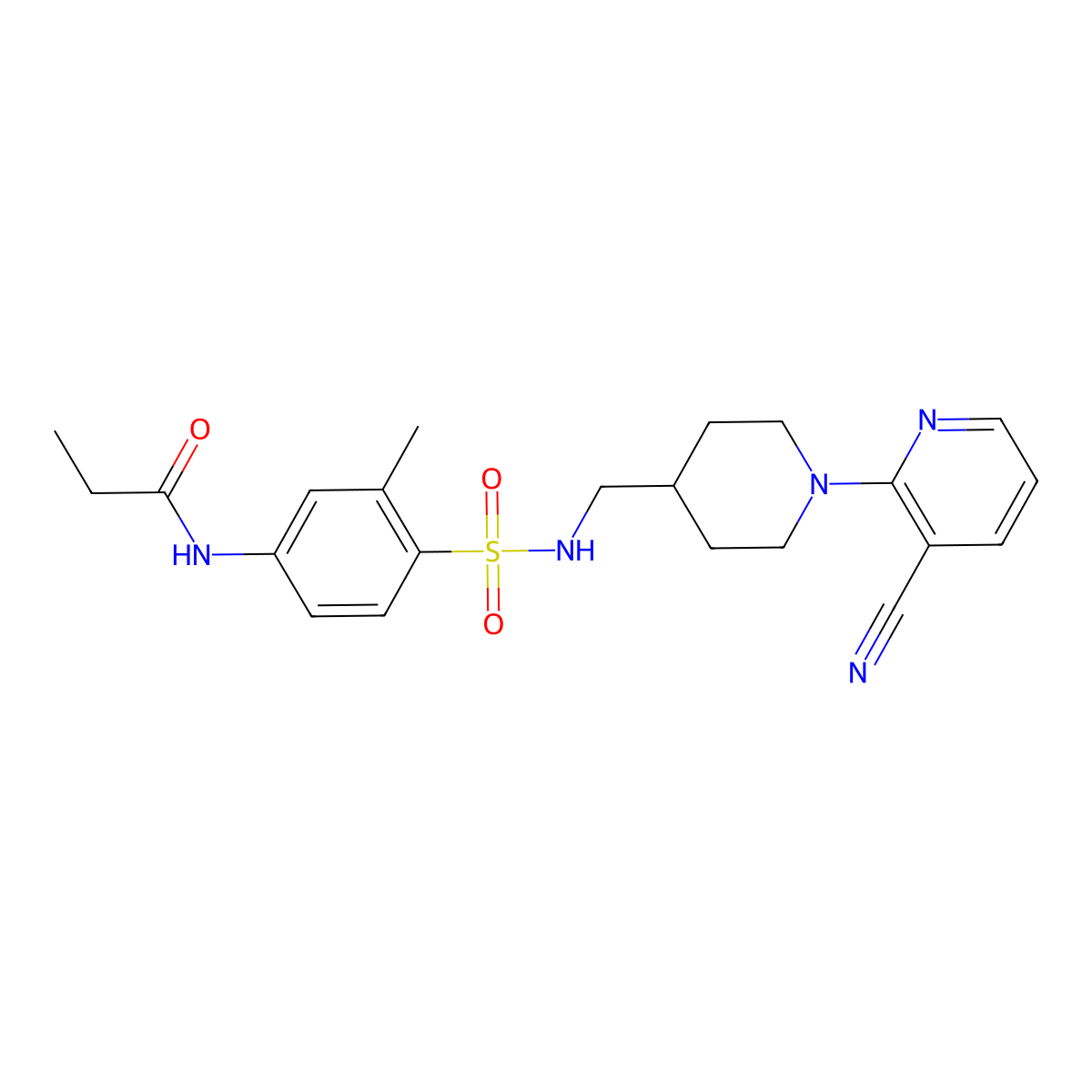 N-(4-(N-((1-(3-cyanopyridin-2-yl)piperidin-4-yl)methyl)sulfamoyl)-3-methylphenyl)propionamide molecular structure, CAS 1797852-28-8