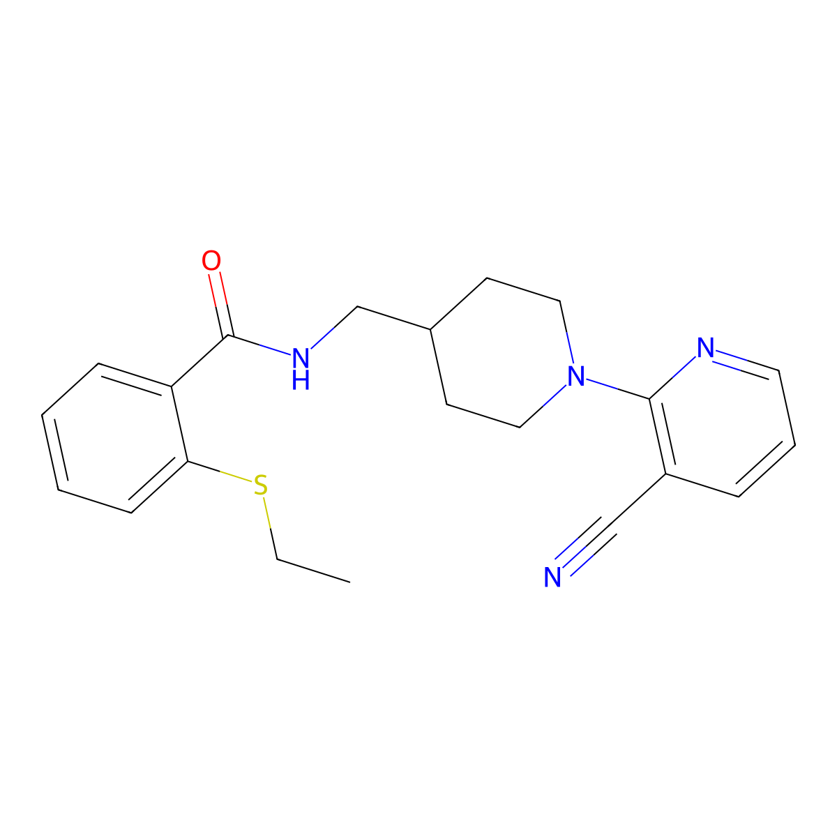 N-((1-(3-cyanopyridin-2-yl)piperidin-4-yl)methyl)-2-(ethylthio)benzamide molecular structure, CAS 1797852-53-9