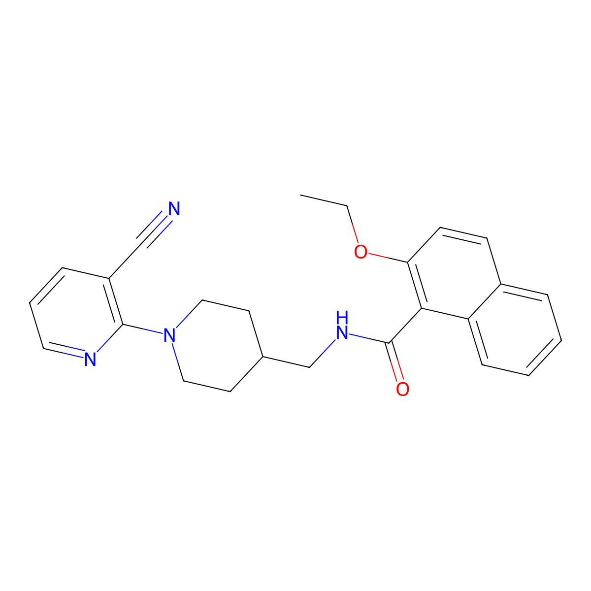 N-((1-(3-cyanopyridin-2-yl)piperidin-4-yl)methyl)-2-ethoxy-1-naphthamide molecular structure, CAS 1797852-63-1