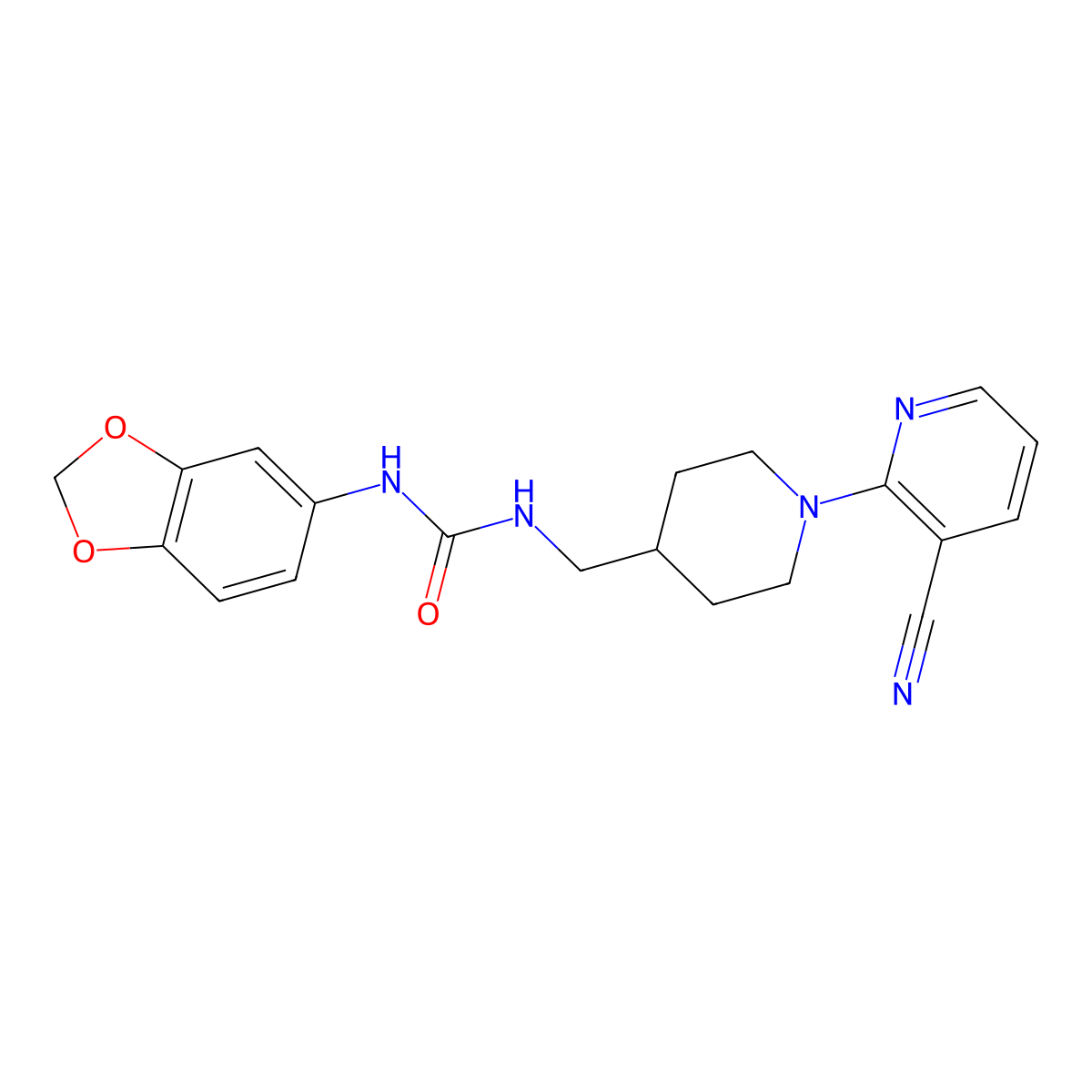 1-(Benzo[d][1,3]dioxol-5-yl)-3-((1-(3-cyanopyridin-2-yl)piperidin-4-yl)methyl)urea molecular structure, CAS 1797852-69-7