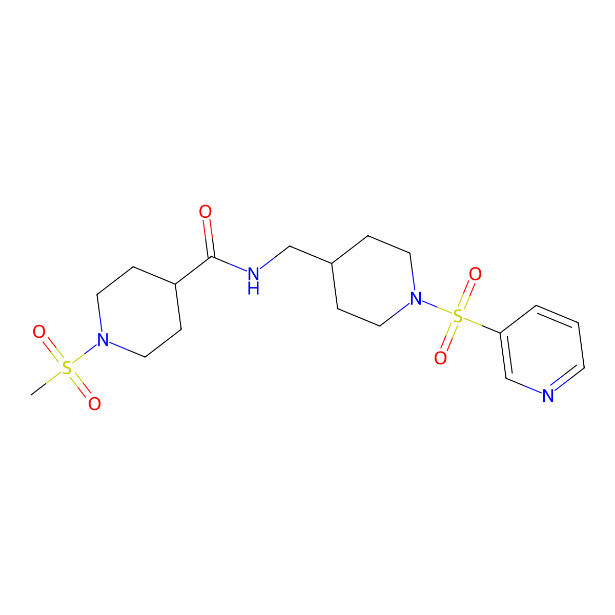1-(methylsulfonyl)-N-((1-(pyridin-3-ylsulfonyl)piperidin-4-yl)methyl)piperidine-4-carboxamide molecular structure, CAS 1797852-97-1