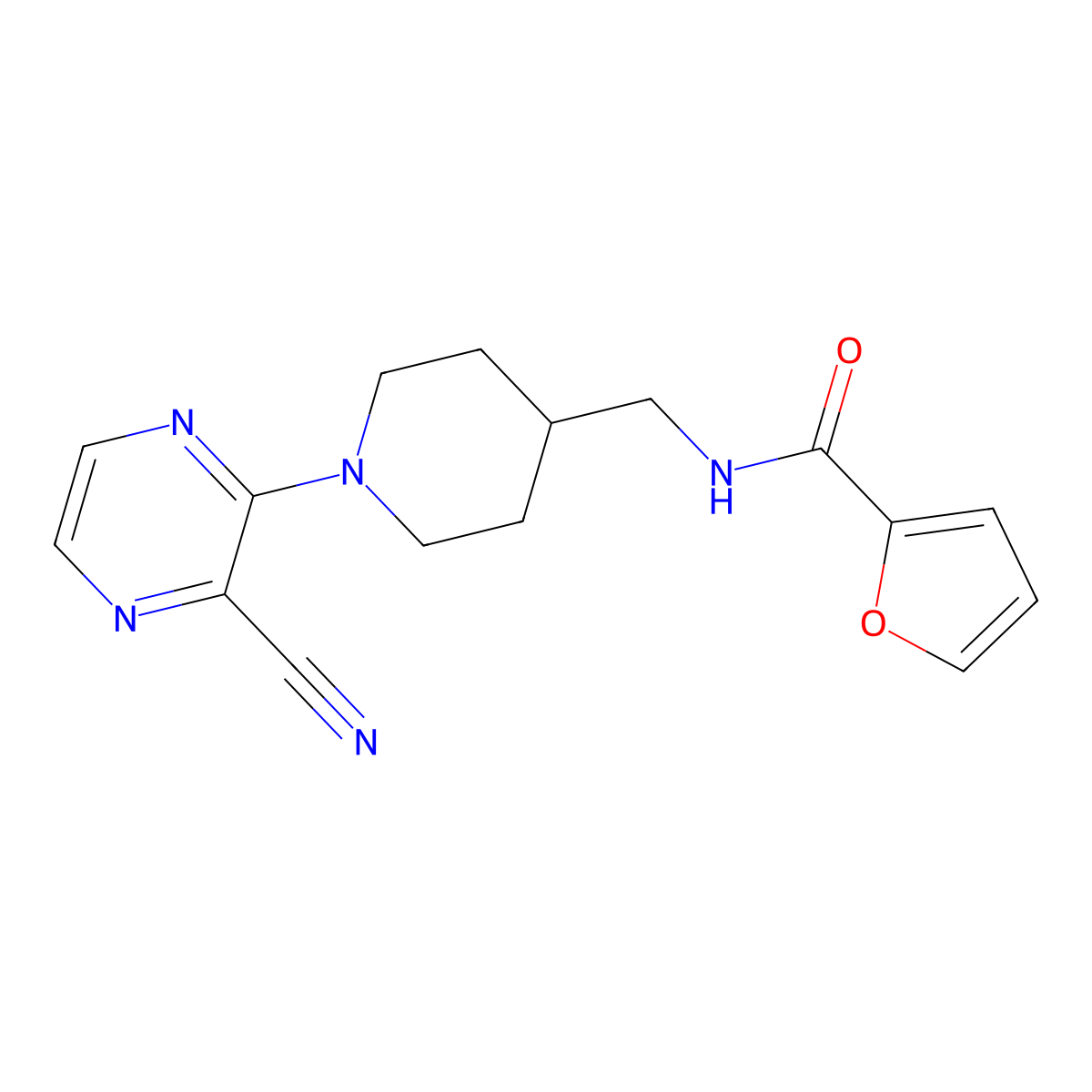 N-((1-(3-cyanopyrazin-2-yl)piperidin-4-yl)methyl)furan-2-carboxamide molecular structure, CAS 1797853-02-1