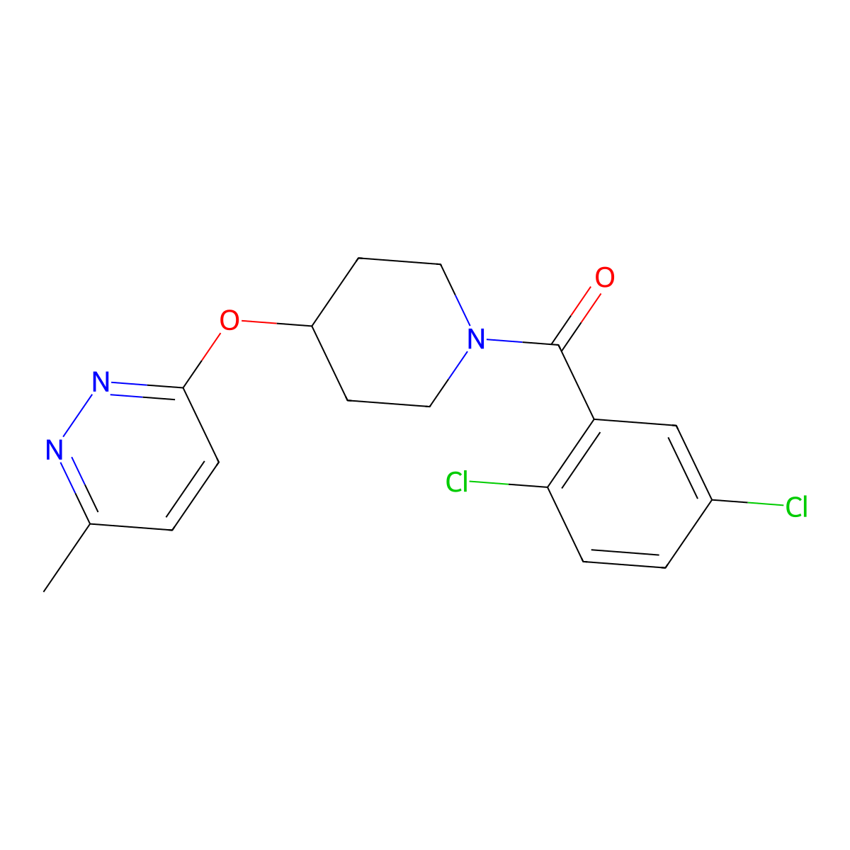 (2,5-Dichlorophenyl)(4-((6-methylpyridazin-3-yl)oxy)piperidin-1-yl)methanone molecular structure, CAS 1797856-33-7