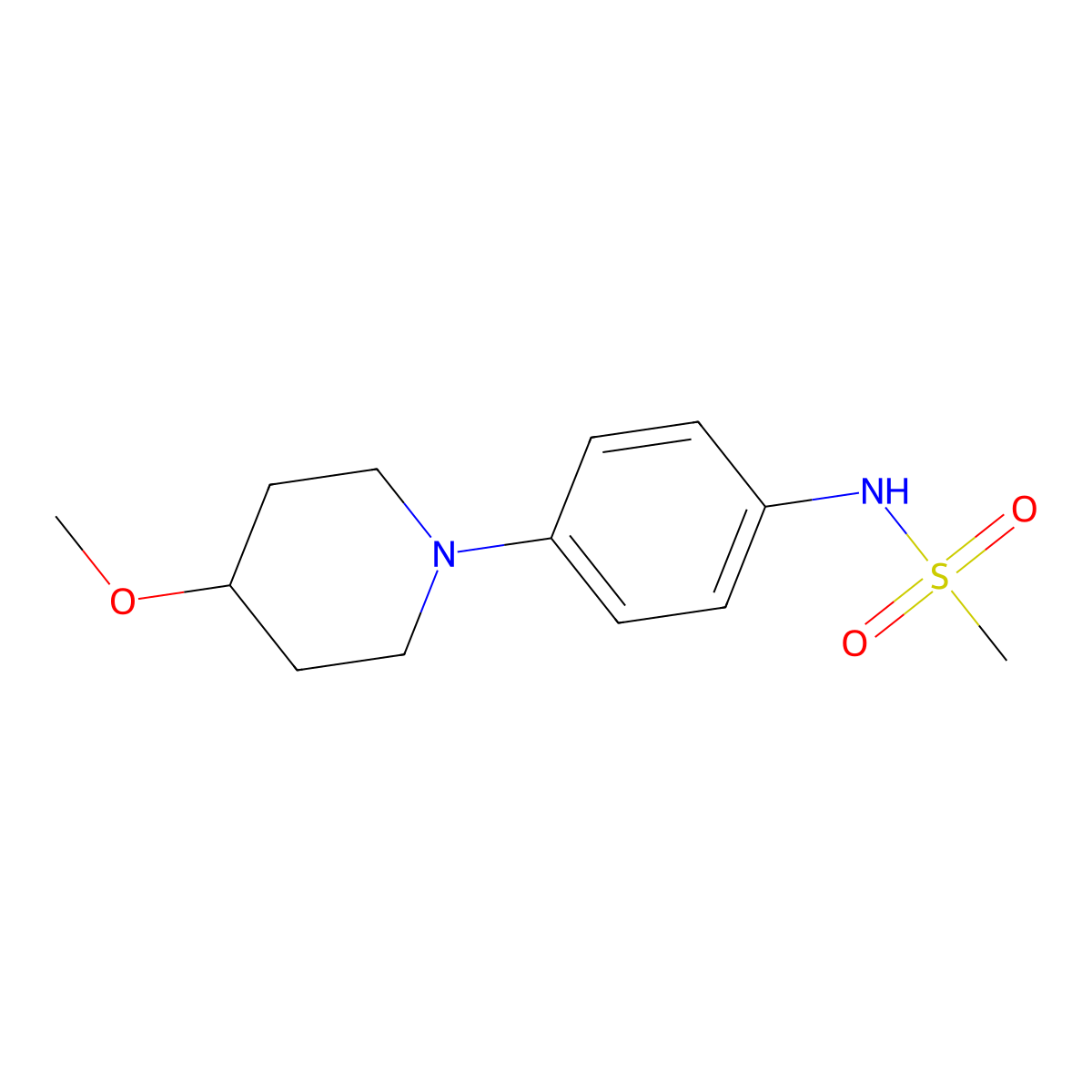 N-(4-(4-methoxypiperidin-1-yl)phenyl)methanesulfonamide molecular structure, CAS 1797856-38-2