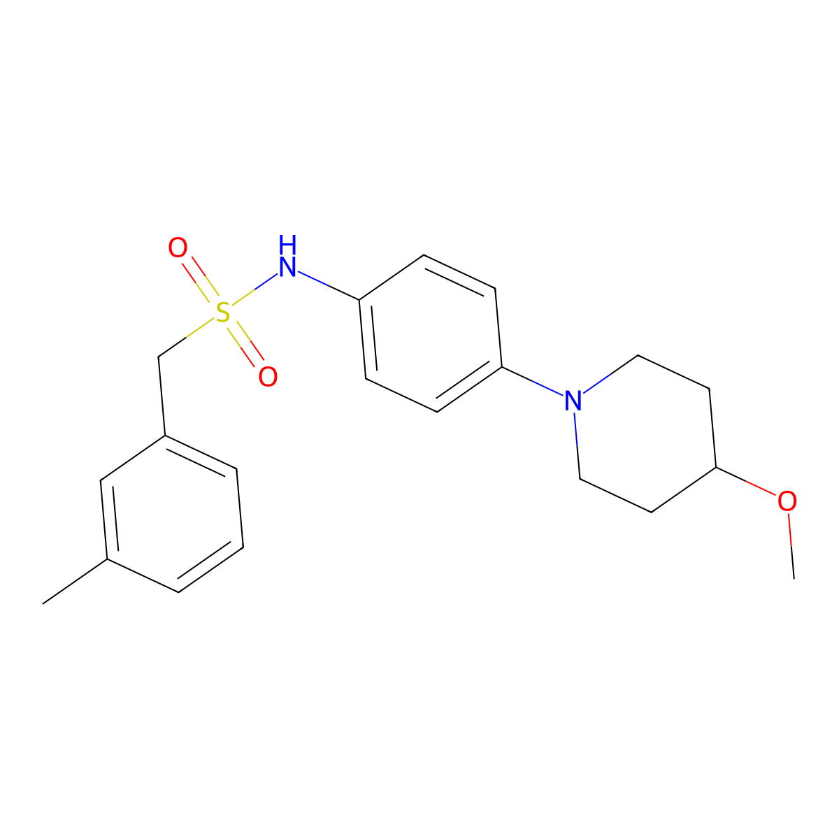 N-(4-(4-methoxypiperidin-1-yl)phenyl)-1-(m-tolyl)methanesulfonamide molecular structure, CAS 1797856-45-1
