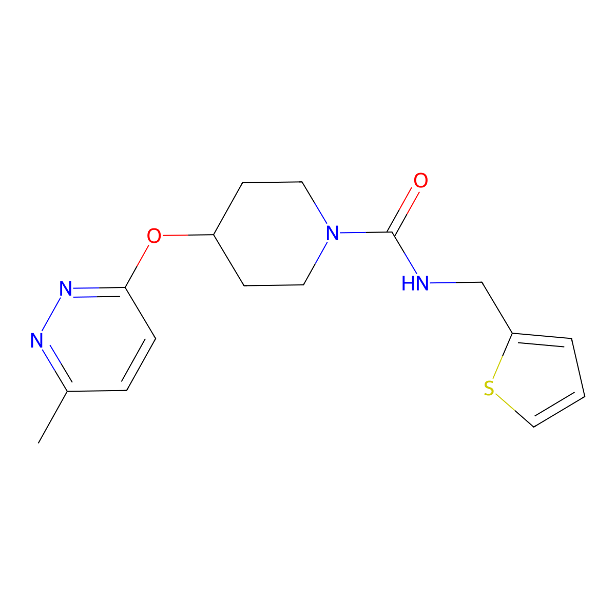 4-((6-methylpyridazin-3-yl)oxy)-N-(thiophen-2-ylmethyl)piperidine-1-carboxamide molecular structure, CAS 1797856-98-4