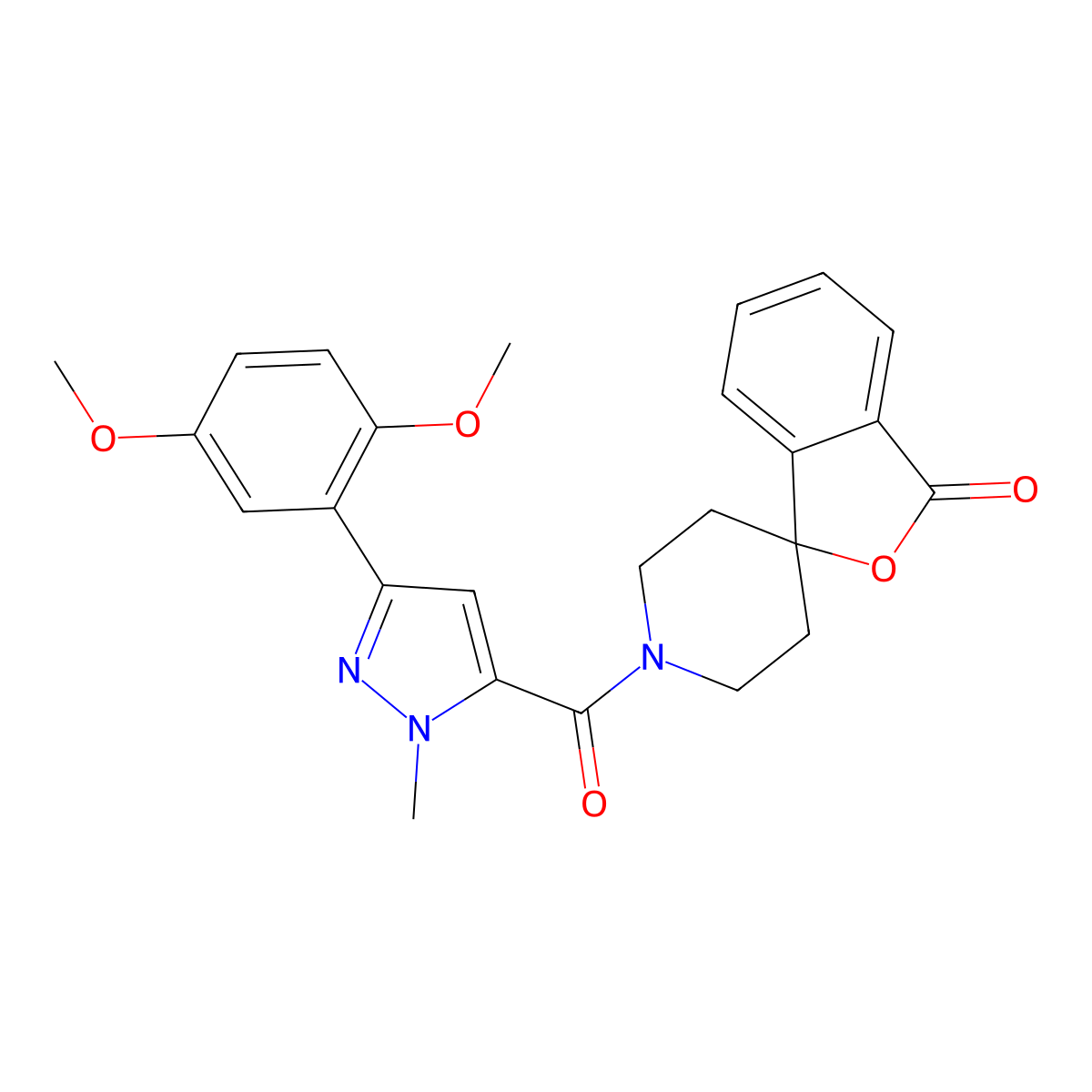 1'-(3-(2,5-dimethoxyphenyl)-1-methyl-1H-pyrazole-5-carbonyl)-3H-spiro[isobenzofuran-1,4'-piperidin]-3-one molecular structure, CAS 1797857-13-6