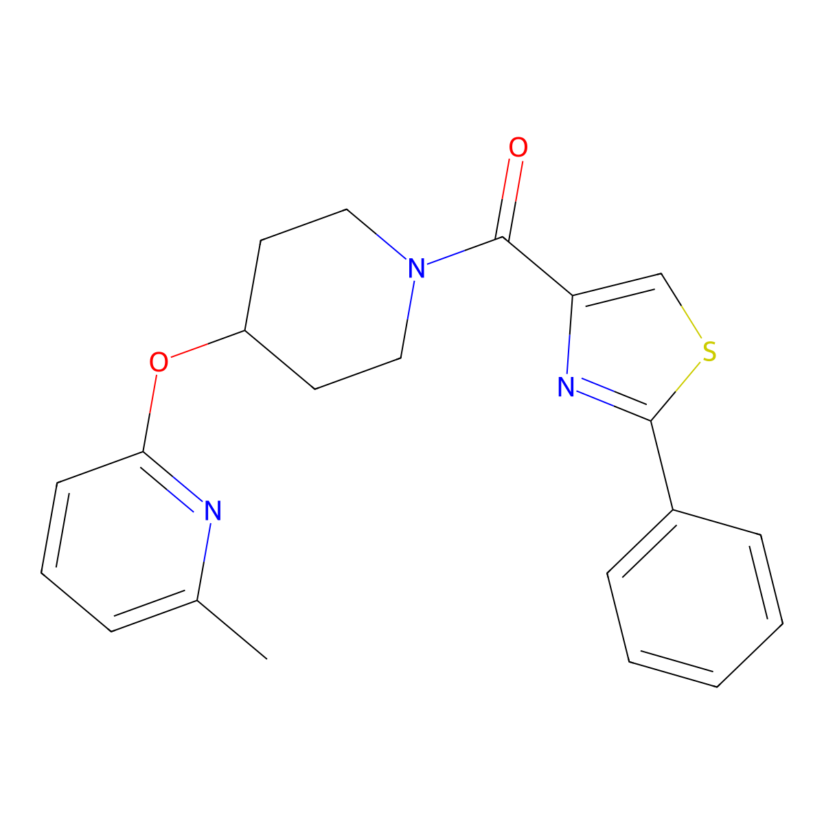 (4-((6-Methylpyridin-2-yl)oxy)piperidin-1-yl)(2-phenylthiazol-4-yl)methanone molecular structure, CAS 1797857-15-8