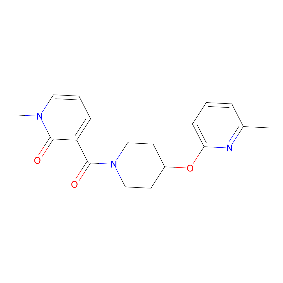 1-methyl-3-(4-((6-methylpyridin-2-yl)oxy)piperidine-1-carbonyl)pyridin-2(1H)-one molecular structure, CAS 1797857-25-0
