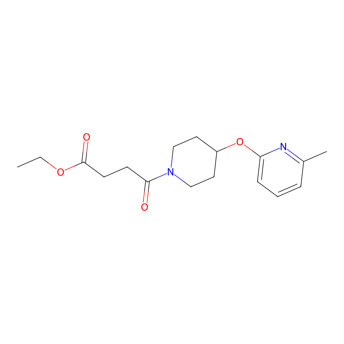 Ethyl 4-(4-((6-methylpyridin-2-yl)oxy)piperidin-1-yl)-4-oxobutanoate molecular structure, CAS 1797857-45-4