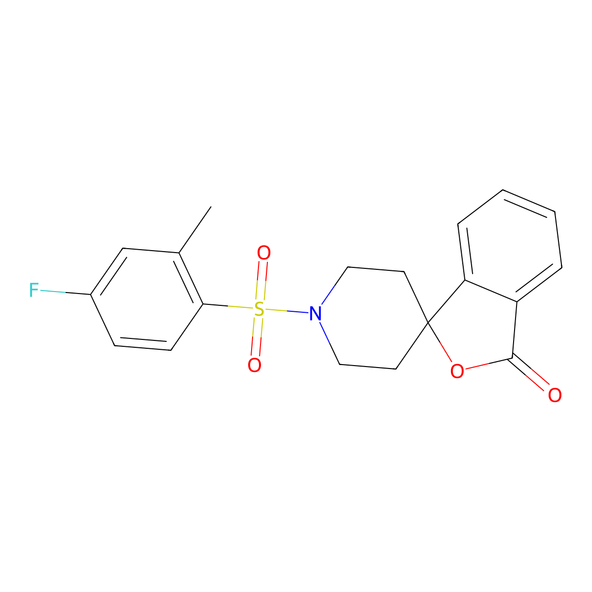1'-(4-fluoro-2-methylbenzenesulfonyl)-3H-spiro[2-benzofuran-1,4'-piperidine]-3-one molecular structure, CAS 1797858-12-8