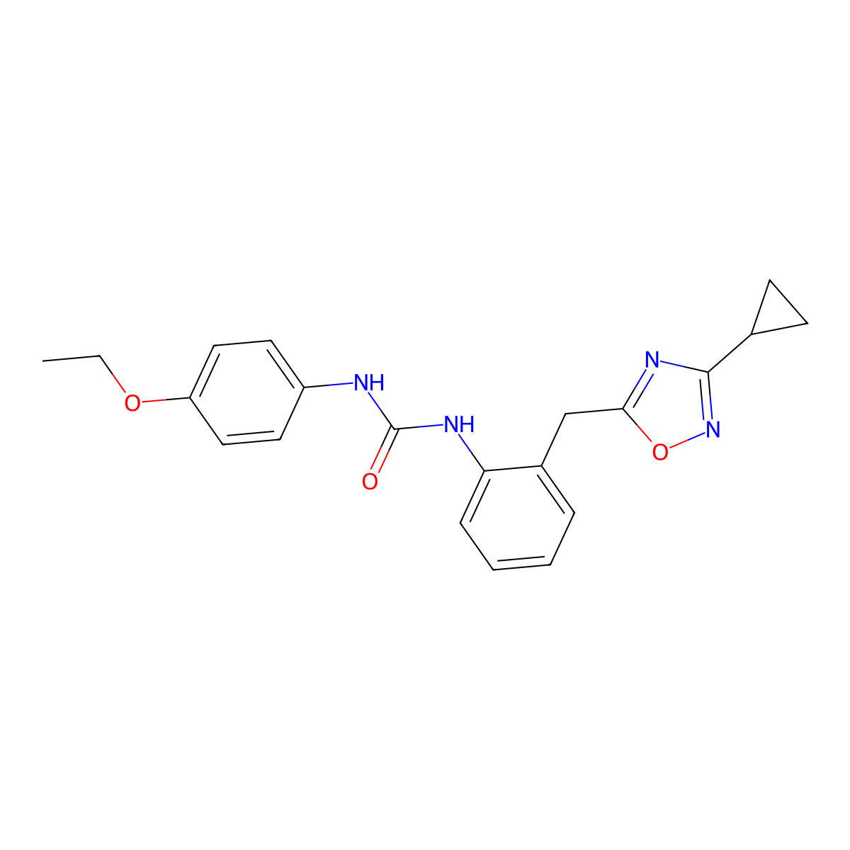 1-(2-((3-Cyclopropyl-1,2,4-oxadiazol-5-yl)methyl)phenyl)-3-(4-ethoxyphenyl)urea molecular structure, CAS 1797858-28-6