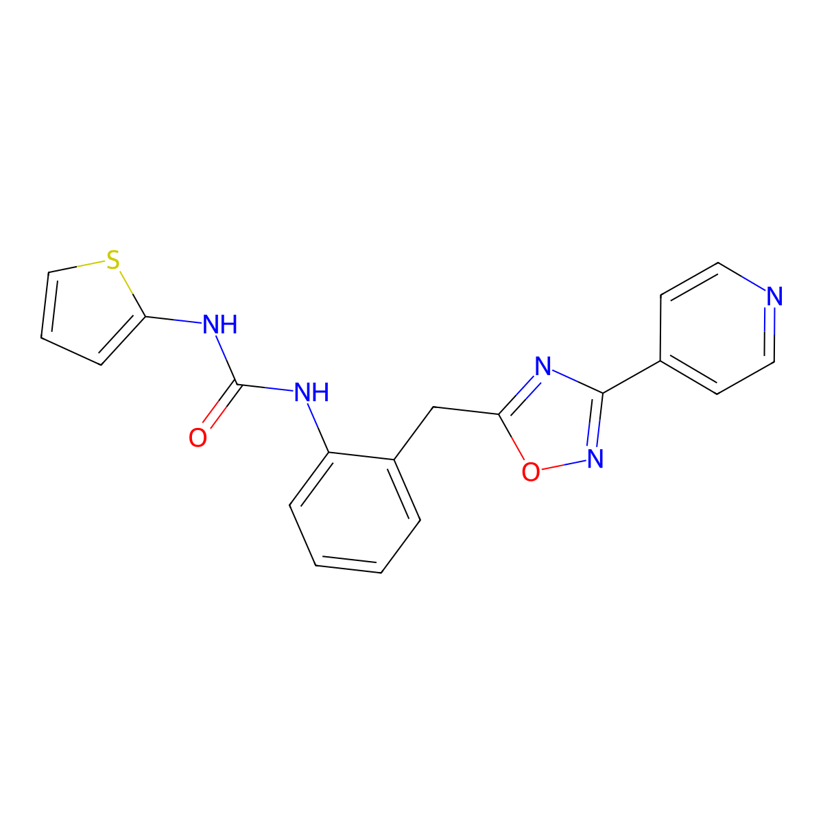 1-(2-((3-(Pyridin-4-yl)-1,2,4-oxadiazol-5-yl)methyl)phenyl)-3-(thiophen-2-yl)urea molecular structure, CAS 1797858-59-3