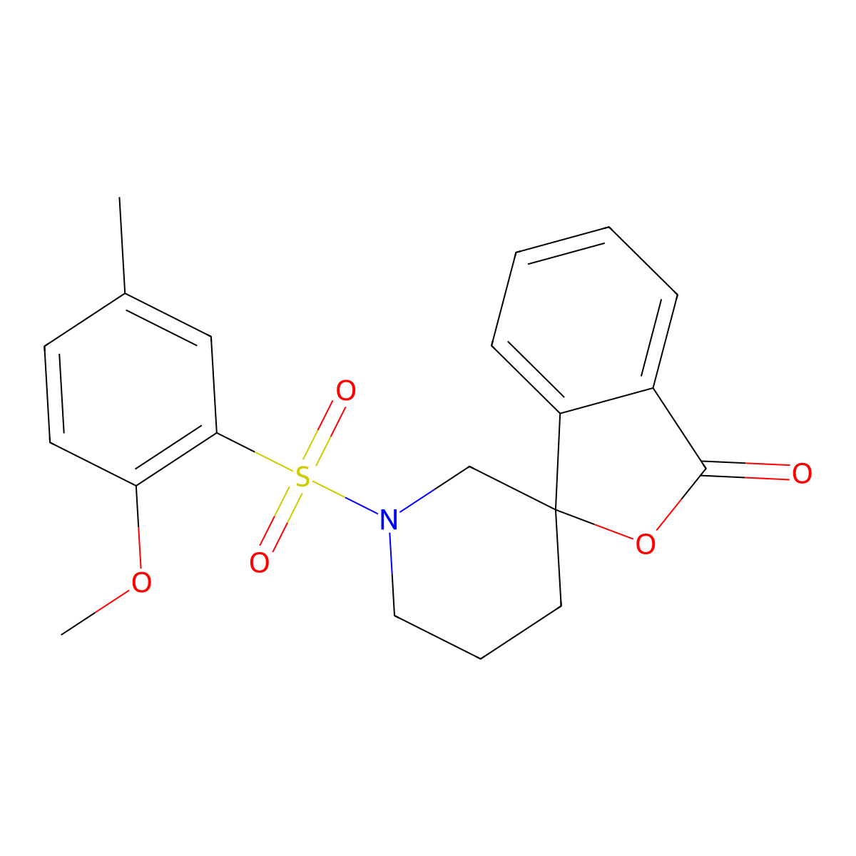 1'-((2-methoxy-5-methylphenyl)sulfonyl)-3H-spiro[isobenzofuran-1,3'-piperidin]-3-one molecular structure, CAS 1797858-85-5