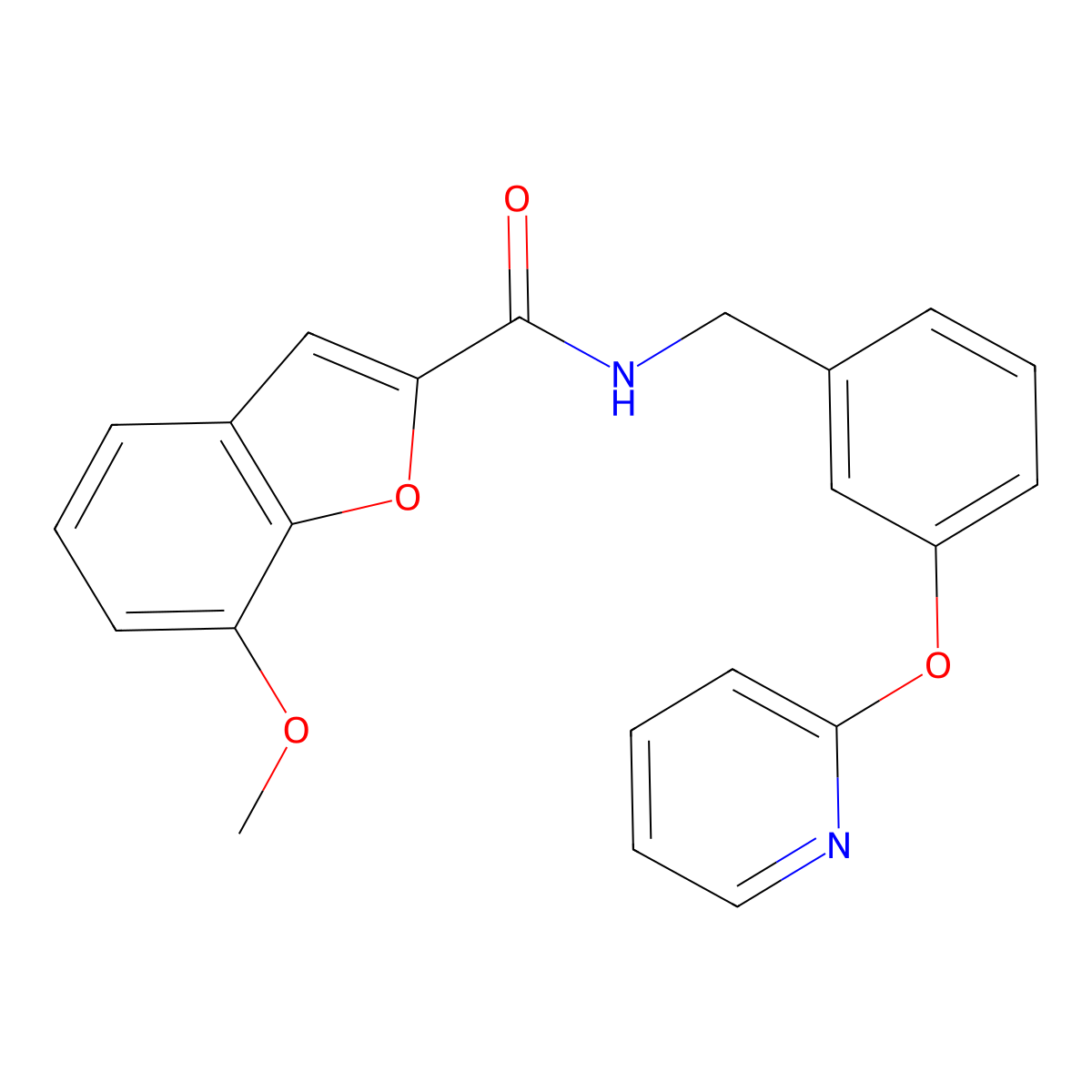 7-methoxy-N-(3-(pyridin-2-yloxy)benzyl)benzofuran-2-carboxamide molecular structure, CAS 1797858-93-5