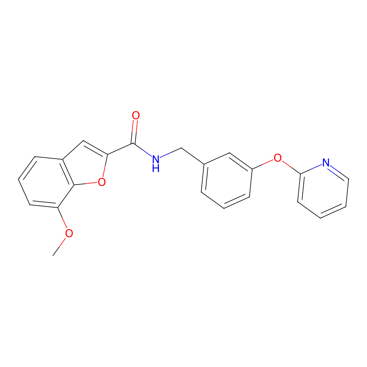 7-methoxy-N-(3-(pyridin-2-yloxy)benzyl)benzofuran-2-carboxamide molecular structure, CAS 1797858-93-5