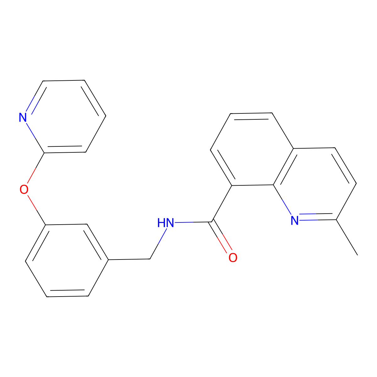 2-methyl-N-(3-(pyridin-2-yloxy)benzyl)quinoline-8-carboxamide molecular structure, CAS 1797859-09-6