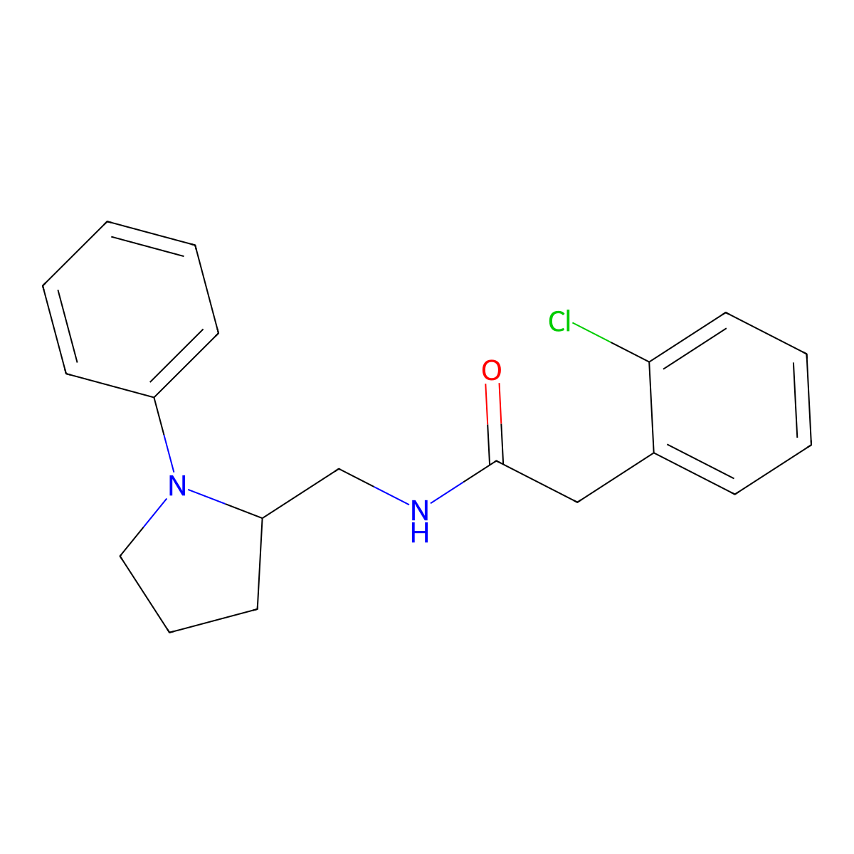 2-(2-chlorophenyl)-N-[(1-phenylpyrrolidin-2-yl)methyl]acetamide molecular structure, CAS 1797859-27-8