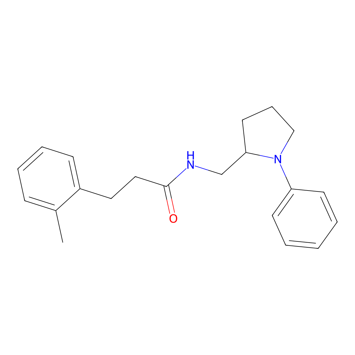 N-((1-phenylpyrrolidin-2-yl)methyl)-3-(o-tolyl)propanamide molecular structure, CAS 1797859-58-5