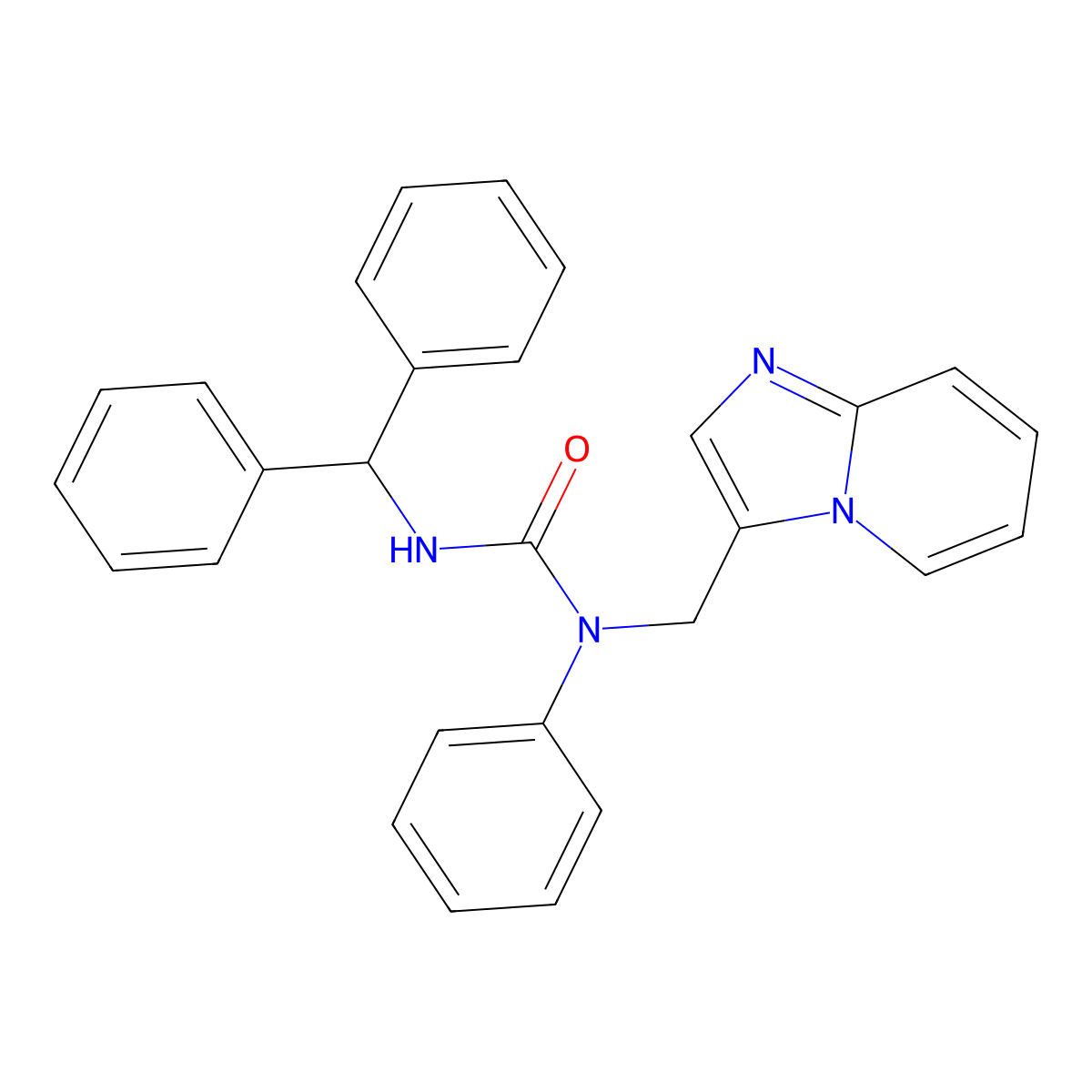 3-Benzhydryl-1-(imidazo[1,2-a]pyridin-3-ylmethyl)-1-phenylurea molecular structure, CAS 1797859-71-2