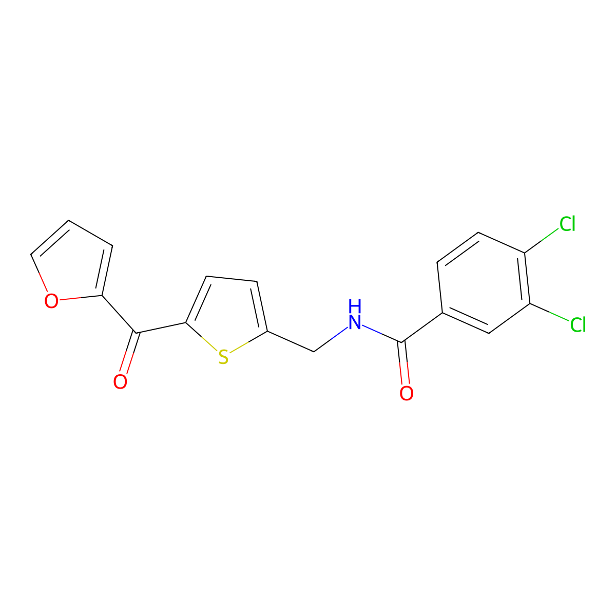 3,4-dichloro-N-{[5-(furan-2-carbonyl)thiophen-2-yl]methyl}benzamide molecular structure, CAS 1797859-86-9