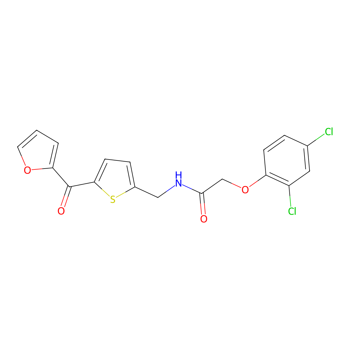 2-(2,4-dichlorophenoxy)-N-{[5-(furan-2-carbonyl)thiophen-2-yl]methyl}acetamide molecular structure, CAS 1797859-89-2