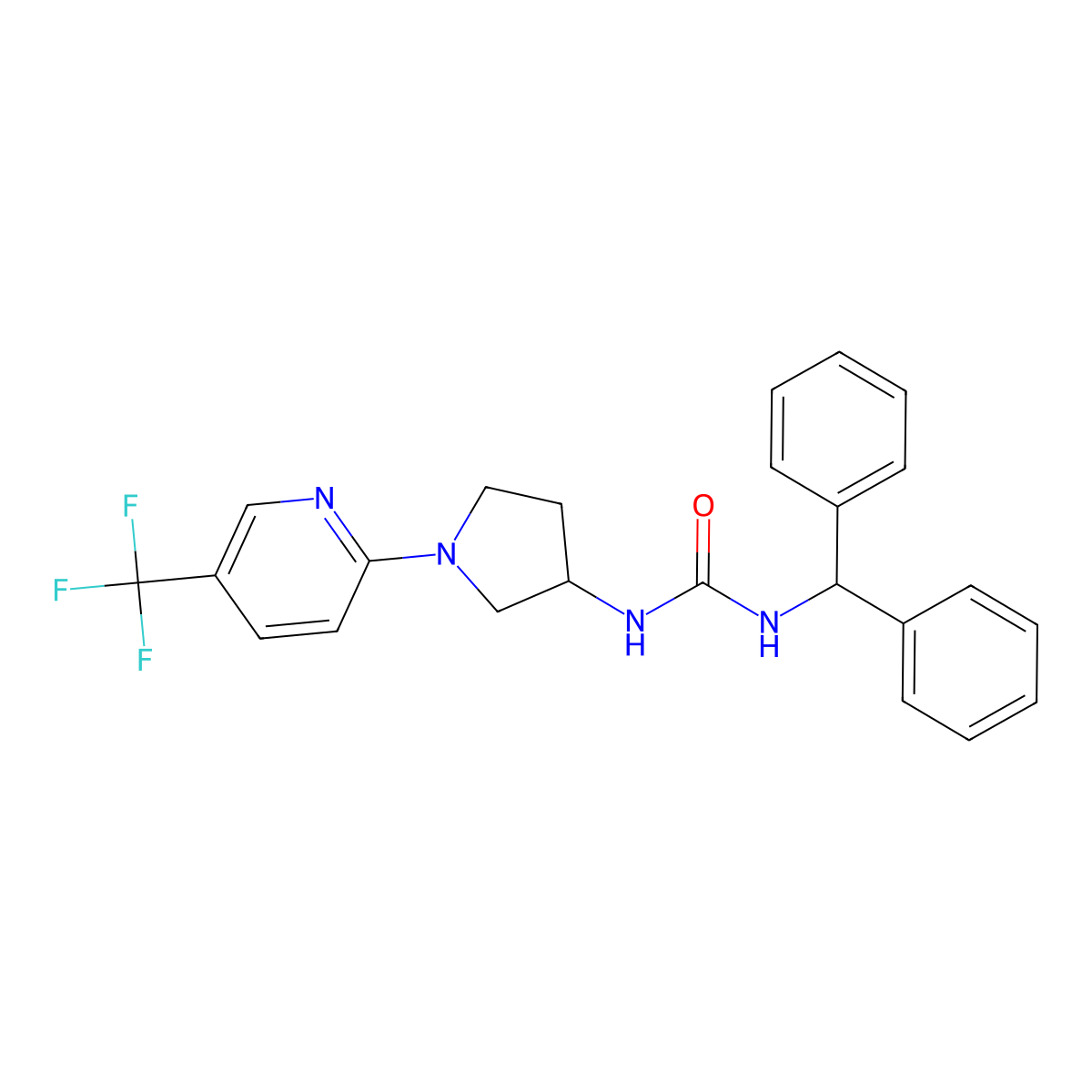 1-Benzhydryl-3-(1-(5-(trifluoromethyl)pyridin-2-yl)pyrrolidin-3-yl)urea molecular structure, CAS 1797860-37-7