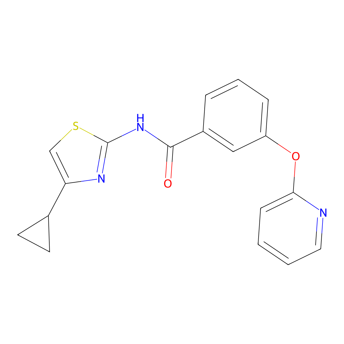 N-(4-cyclopropylthiazol-2-yl)-3-(pyridin-2-yloxy)benzamide molecular structure, CAS 1797860-69-5