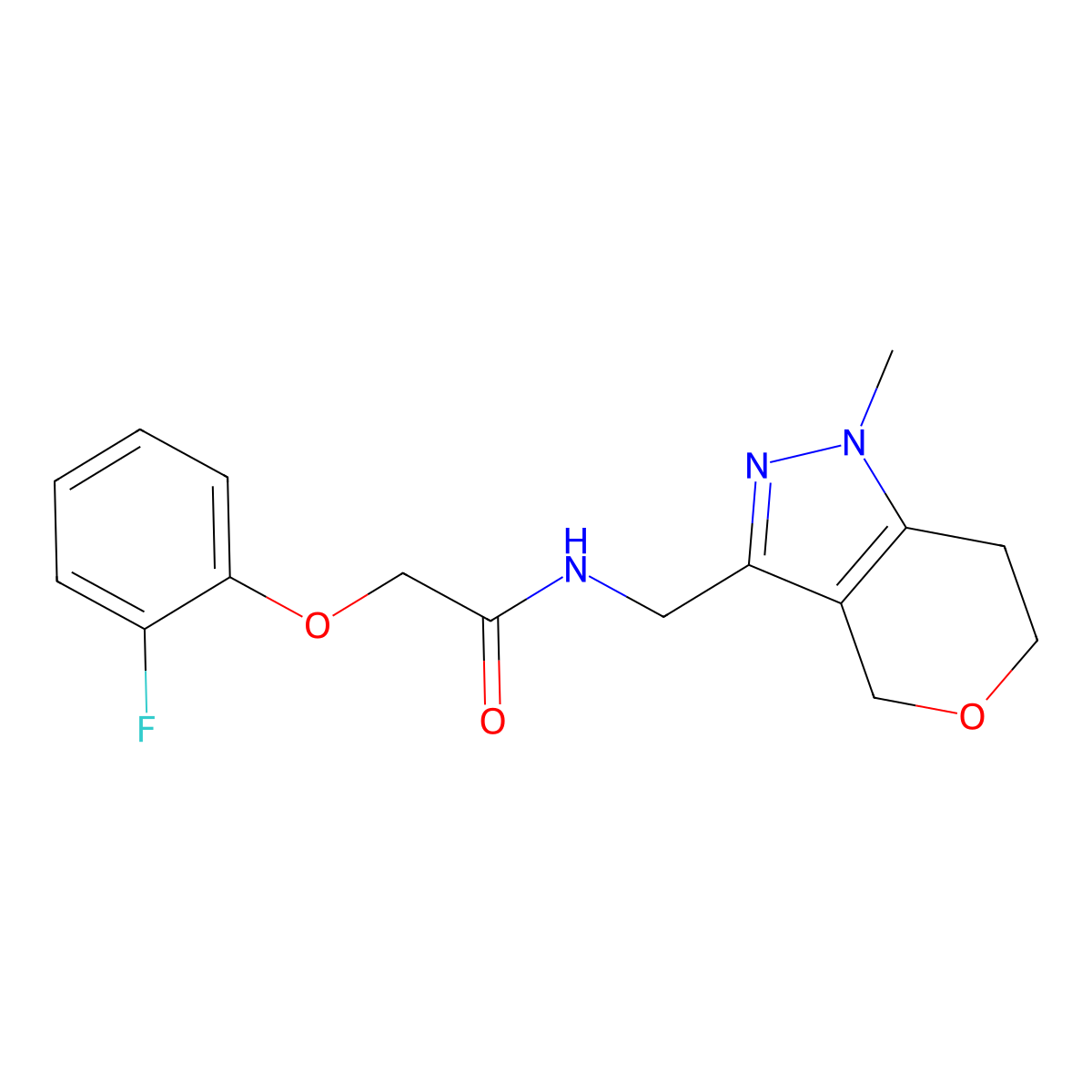 2-(2-fluorophenoxy)-N-({1-methyl-1H,4H,6H,7H-pyrano[4,3-c]pyrazol-3-yl}methyl)acetamide molecular structure, CAS 1797860-83-3