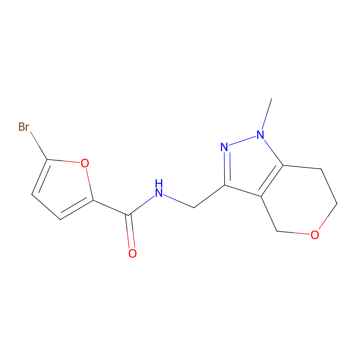 5-bromo-N-((1-methyl-1,4,6,7-tetrahydropyrano[4,3-c]pyrazol-3-yl)methyl)furan-2-carboxamide molecular structure, CAS 1797860-97-9