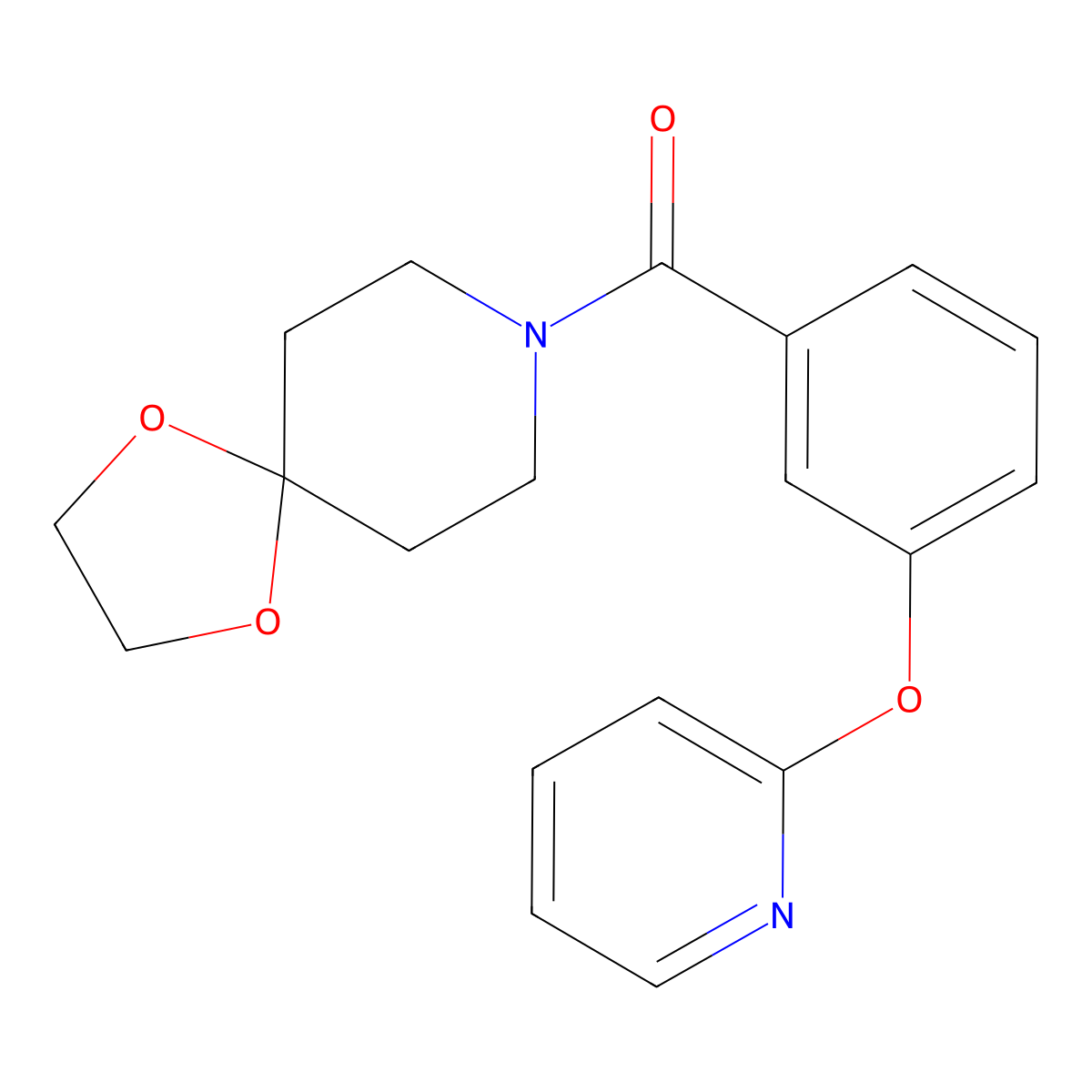 (3-(Pyridin-2-yloxy)phenyl)(1,4-dioxa-8-azaspiro[4.5]decan-8-yl)methanone molecular structure, CAS 1797860-98-0