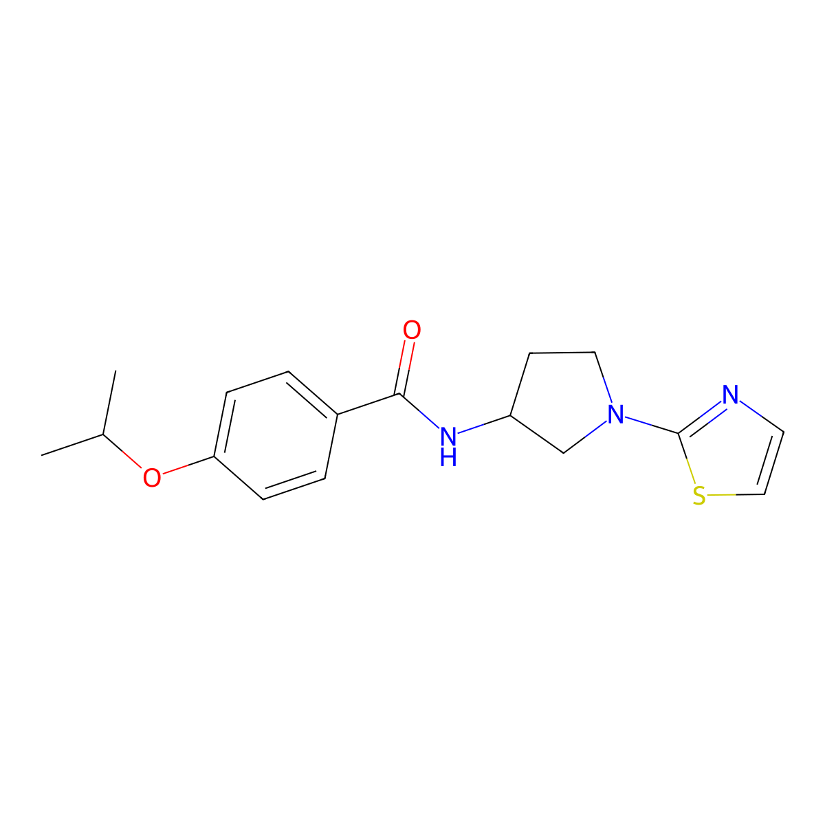 4-isopropoxy-N-(1-(thiazol-2-yl)pyrrolidin-3-yl)benzamide molecular structure, CAS 1797861-23-4