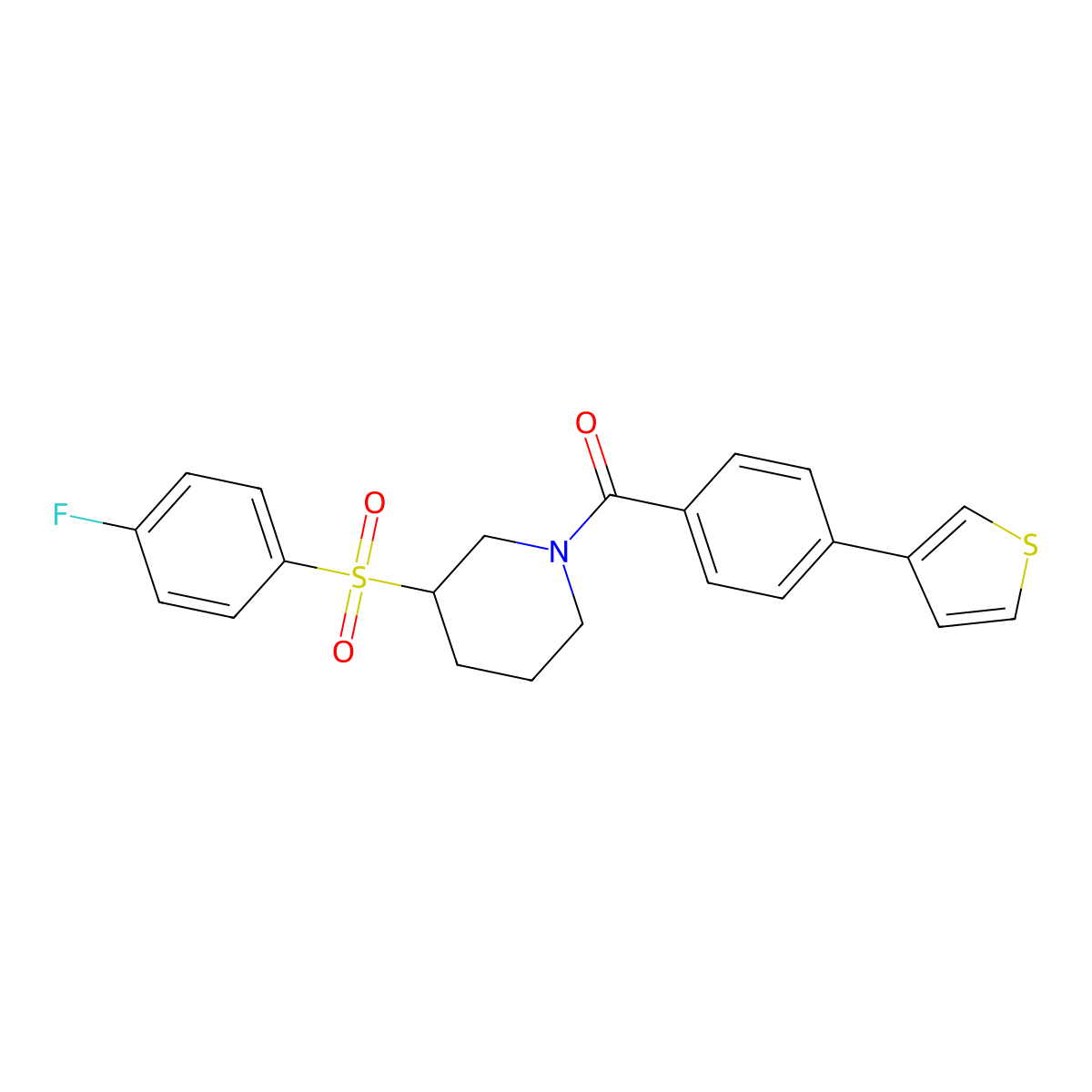 (3-((4-Fluorophenyl)sulfonyl)piperidin-1-yl)(4-(thiophen-3-yl)phenyl)methanone molecular structure, CAS 1797861-26-7