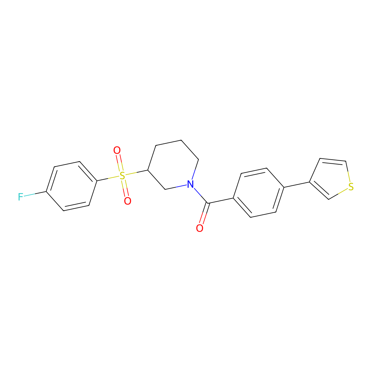 (3-((4-Fluorophenyl)sulfonyl)piperidin-1-yl)(4-(thiophen-3-yl)phenyl)methanone molecular structure, CAS 1797861-26-7