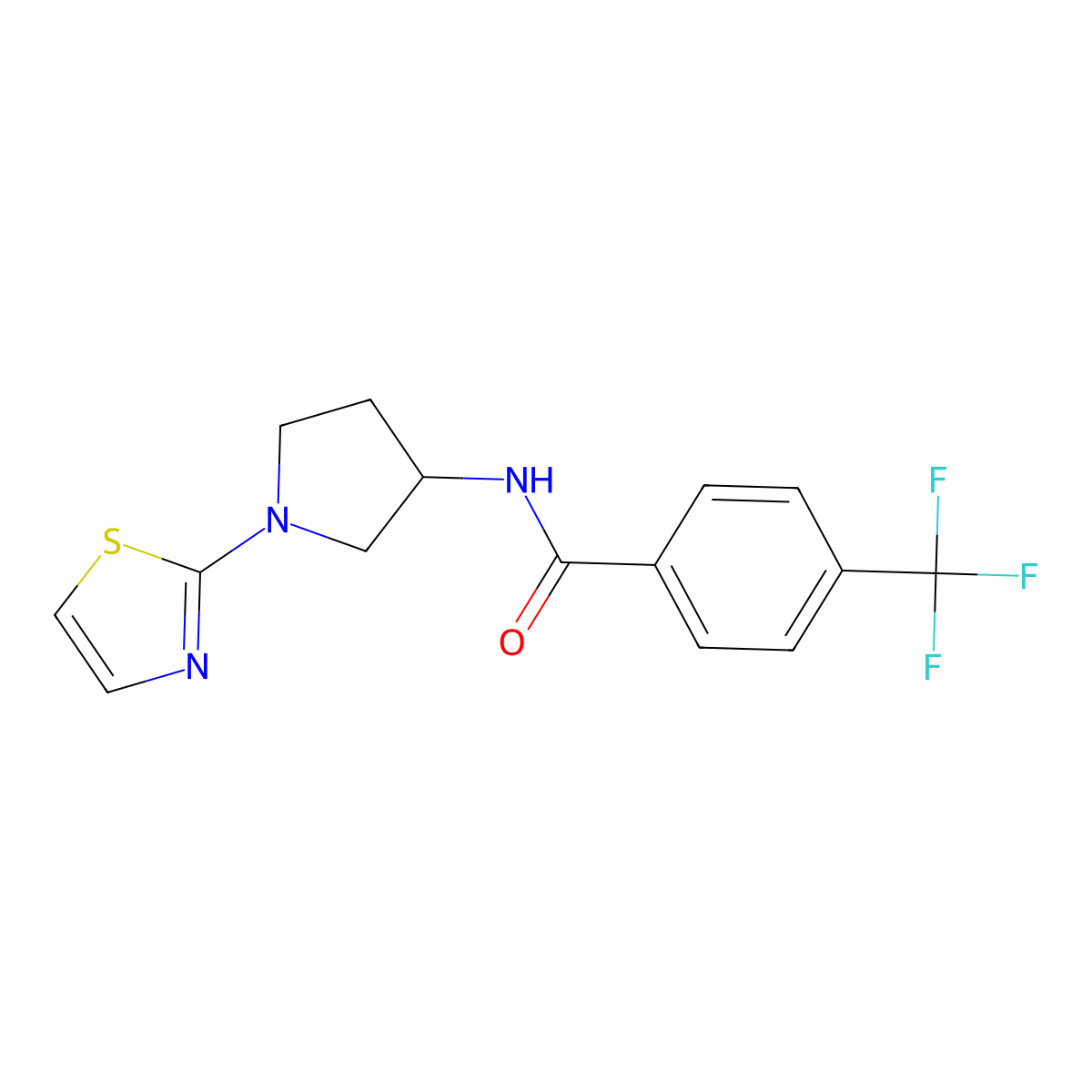 N-[1-(1,3-Thiazol-2-yl)pyrrolidin-3-yl]-4-(trifluoromethyl)benzamide molecular structure, CAS 1797861-31-4
