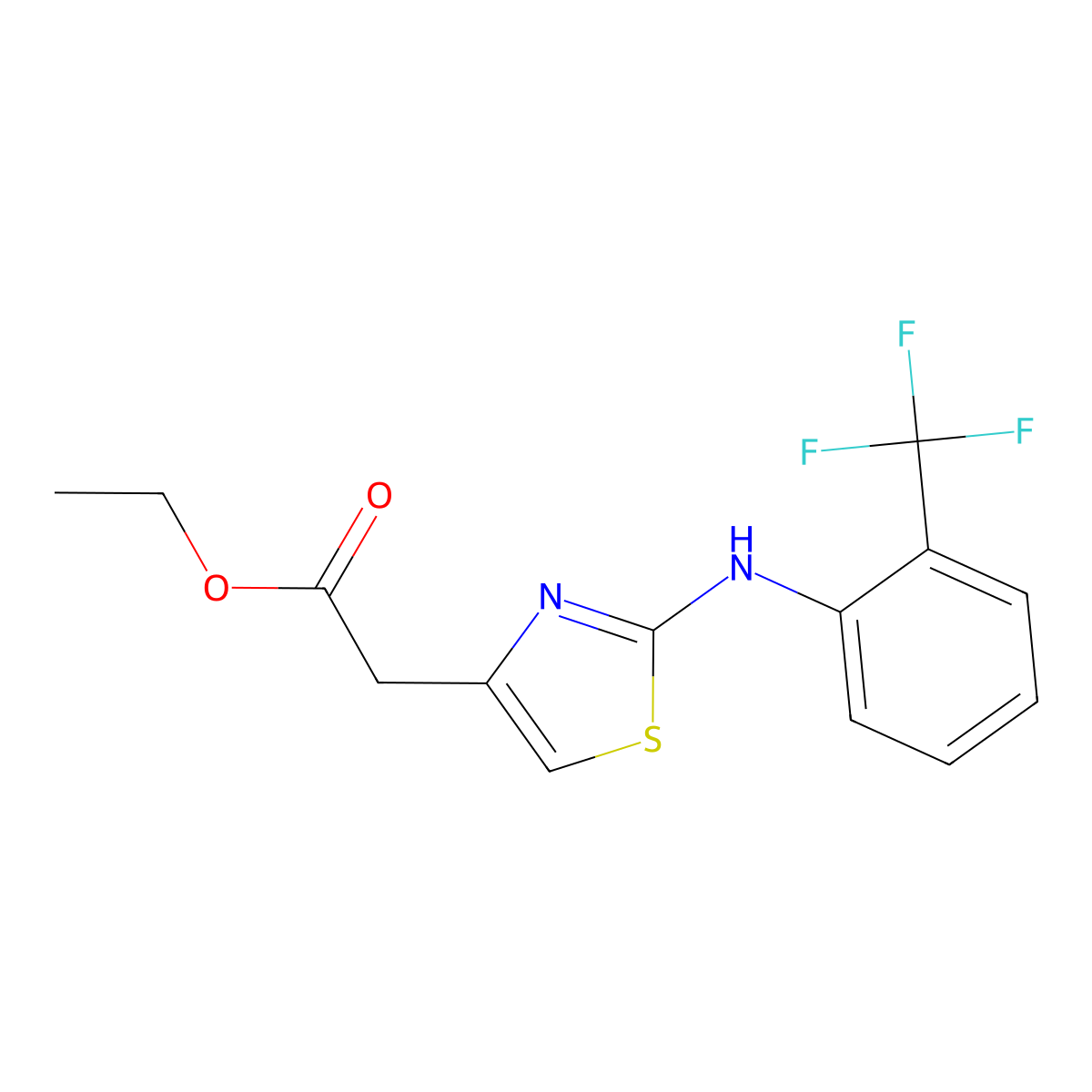 Ethyl 2-(4-(2-(trifluoromethyl)phenylamino)-3,5-thiazolyl)acetate molecular structure, CAS 1797861-50-7