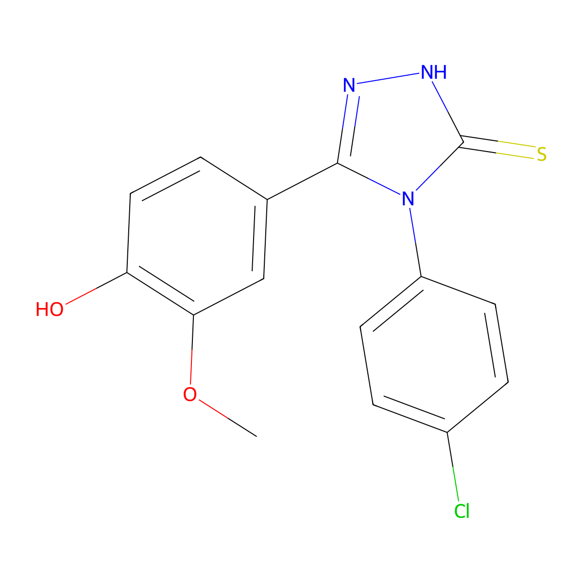 4-(4-Chlorophenyl)-5-(4-hydroxy-3-methoxyphenyl)-2,4-dihydro-3H-1,2,4-triazole-3-thione molecular structure, CAS 1797861-58-5