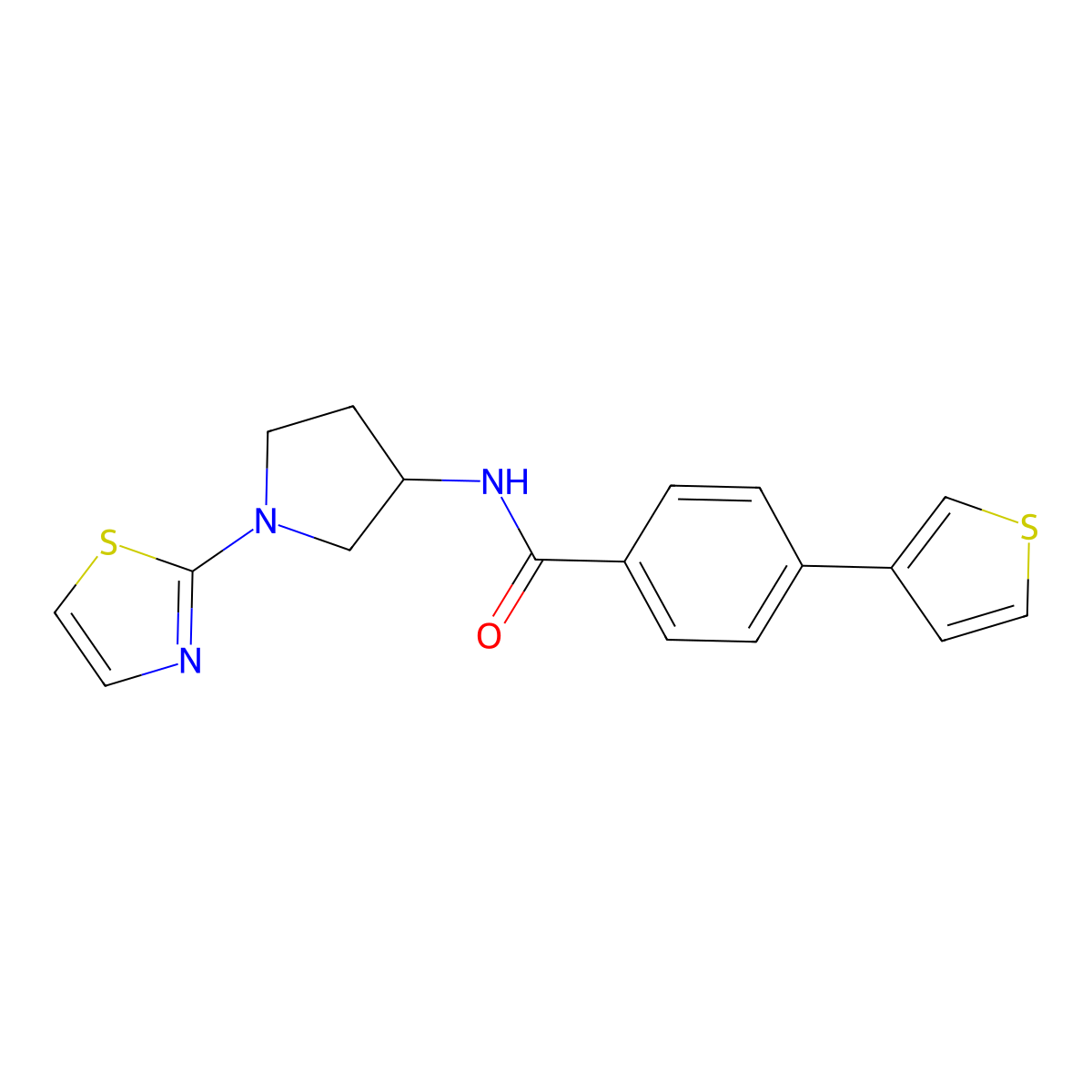 N-(1-(thiazol-2-yl)pyrrolidin-3-yl)-4-(thiophen-3-yl)benzamide molecular structure, CAS 1797861-70-1