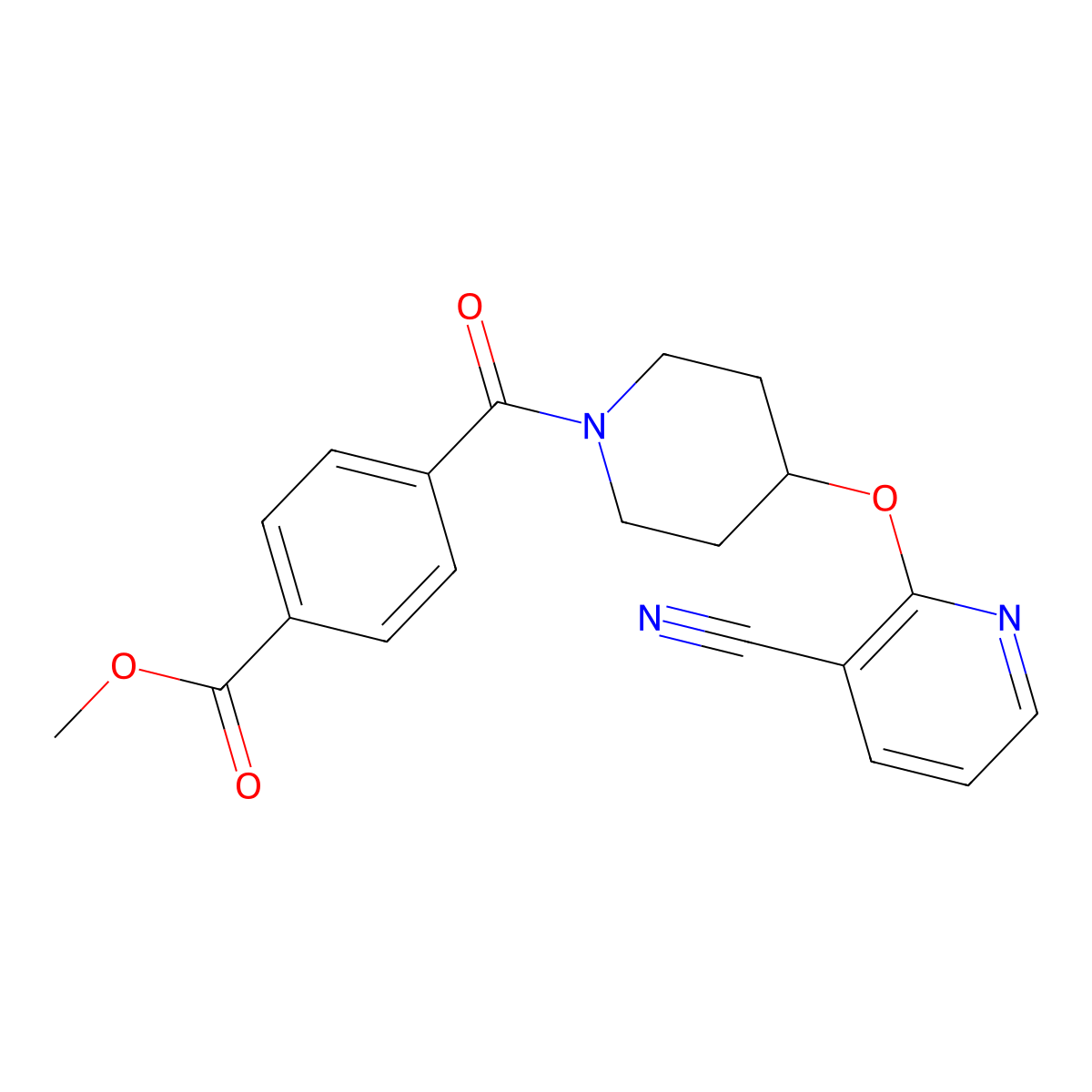 Methyl 4-{4-[(3-cyanopyridin-2-YL)oxy]piperidine-1-carbonyl}benzoate molecular structure, CAS 1797861-72-3