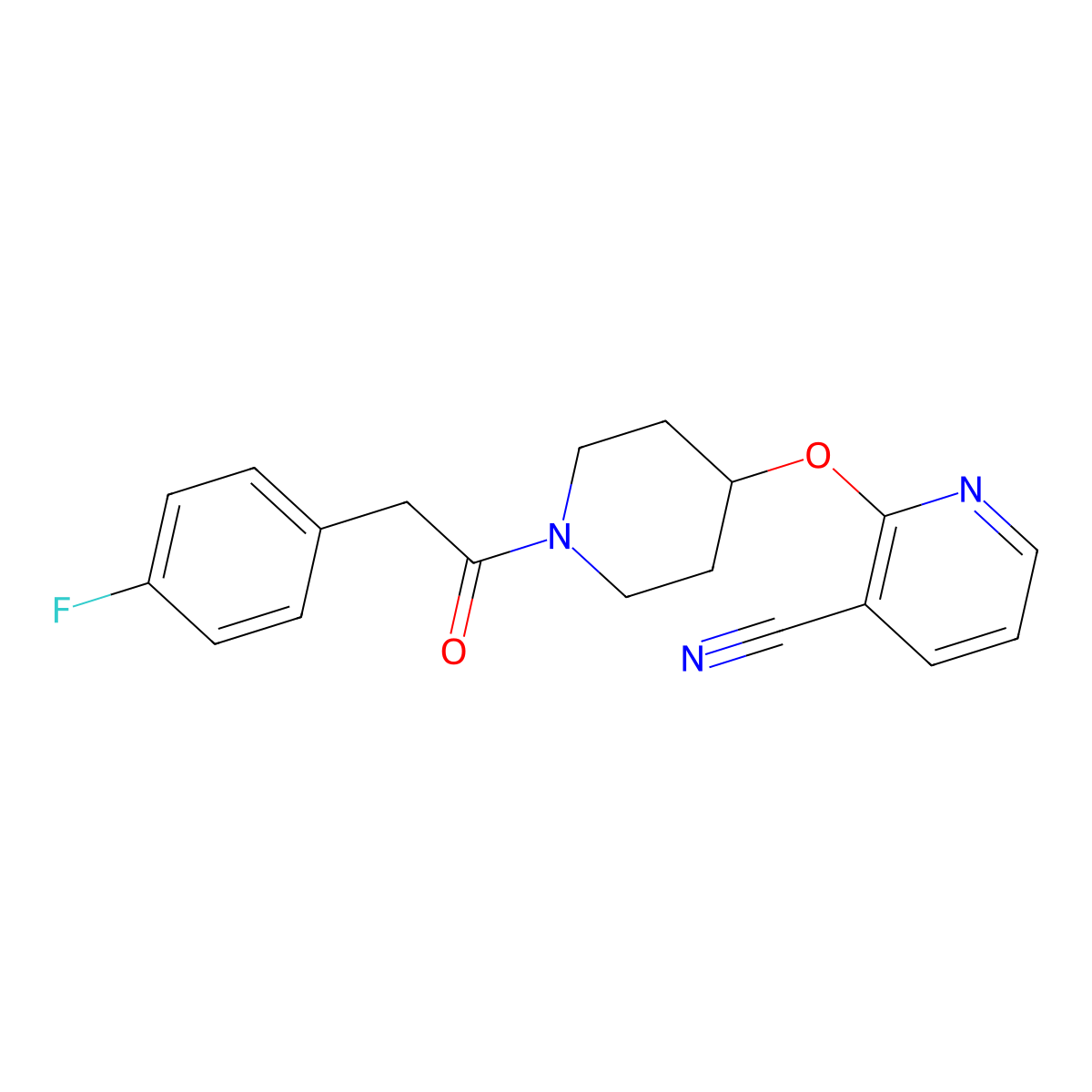 2-((1-(2-(4-Fluorophenyl)acetyl)piperidin-4-yl)oxy)nicotinonitrile molecular structure, CAS 1797861-84-7