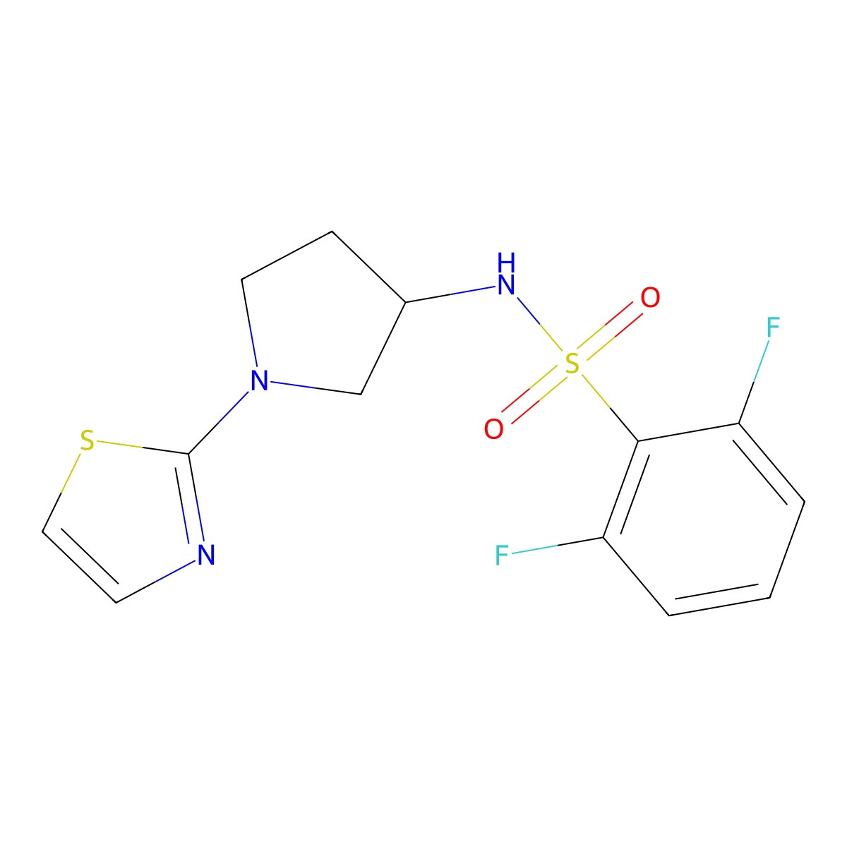 2,6-difluoro-N-(1-(thiazol-2-yl)pyrrolidin-3-yl)benzenesulfonamide molecular structure, CAS 1797861-88-1