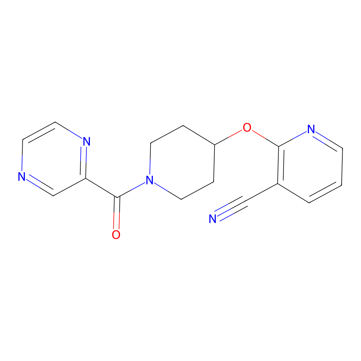 2-((1-(Pyrazine-2-carbonyl)piperidin-4-yl)oxy)nicotinonitrile molecular structure, CAS 1797861-96-1