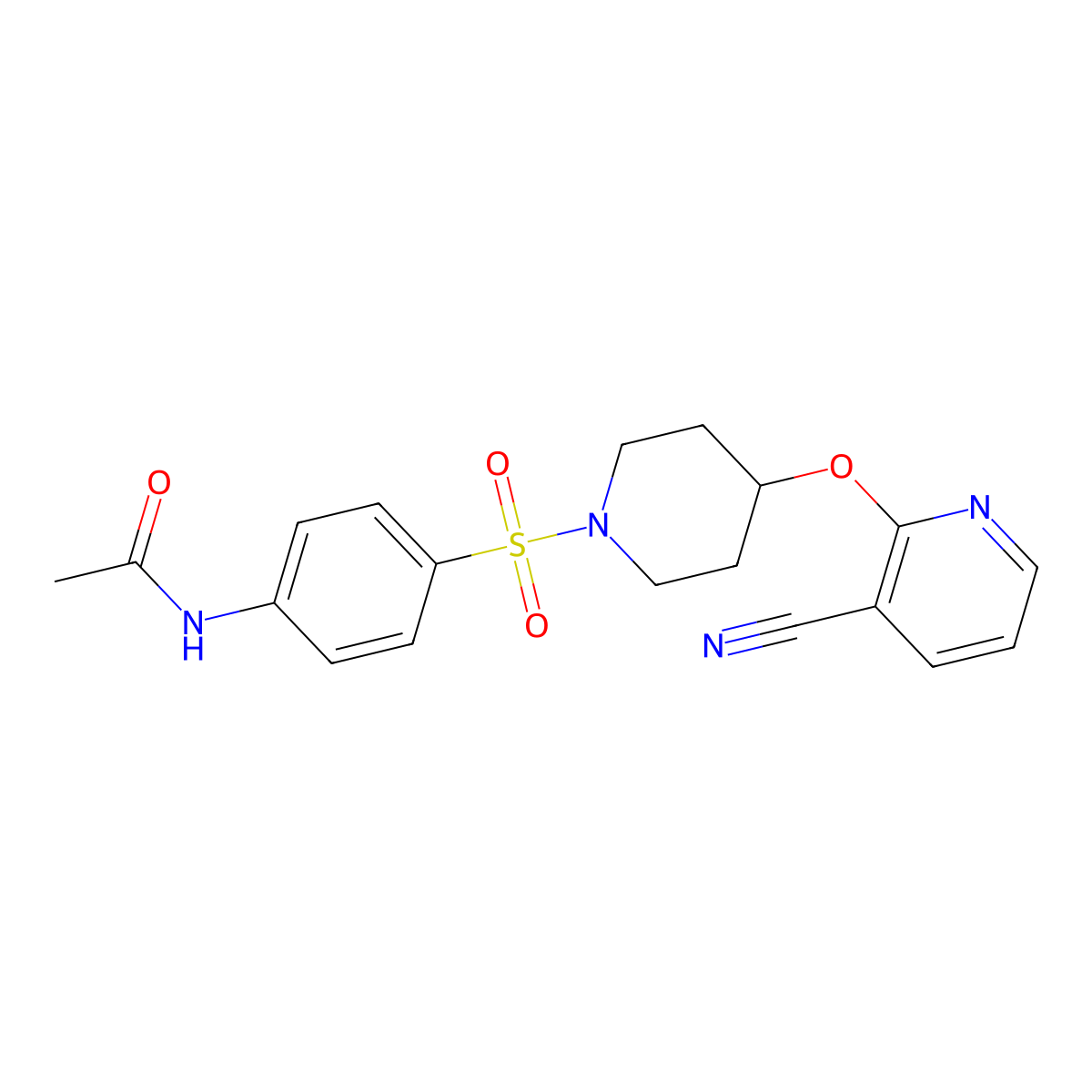N-(4-((4-((3-cyanopyridin-2-yl)oxy)piperidin-1-yl)sulfonyl)phenyl)acetamide molecular structure, CAS 1797862-04-4