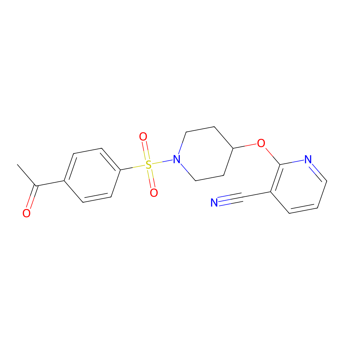 2-((1-((4-Acetylphenyl)sulfonyl)piperidin-4-yl)oxy)nicotinonitrile molecular structure, CAS 1797862-11-3