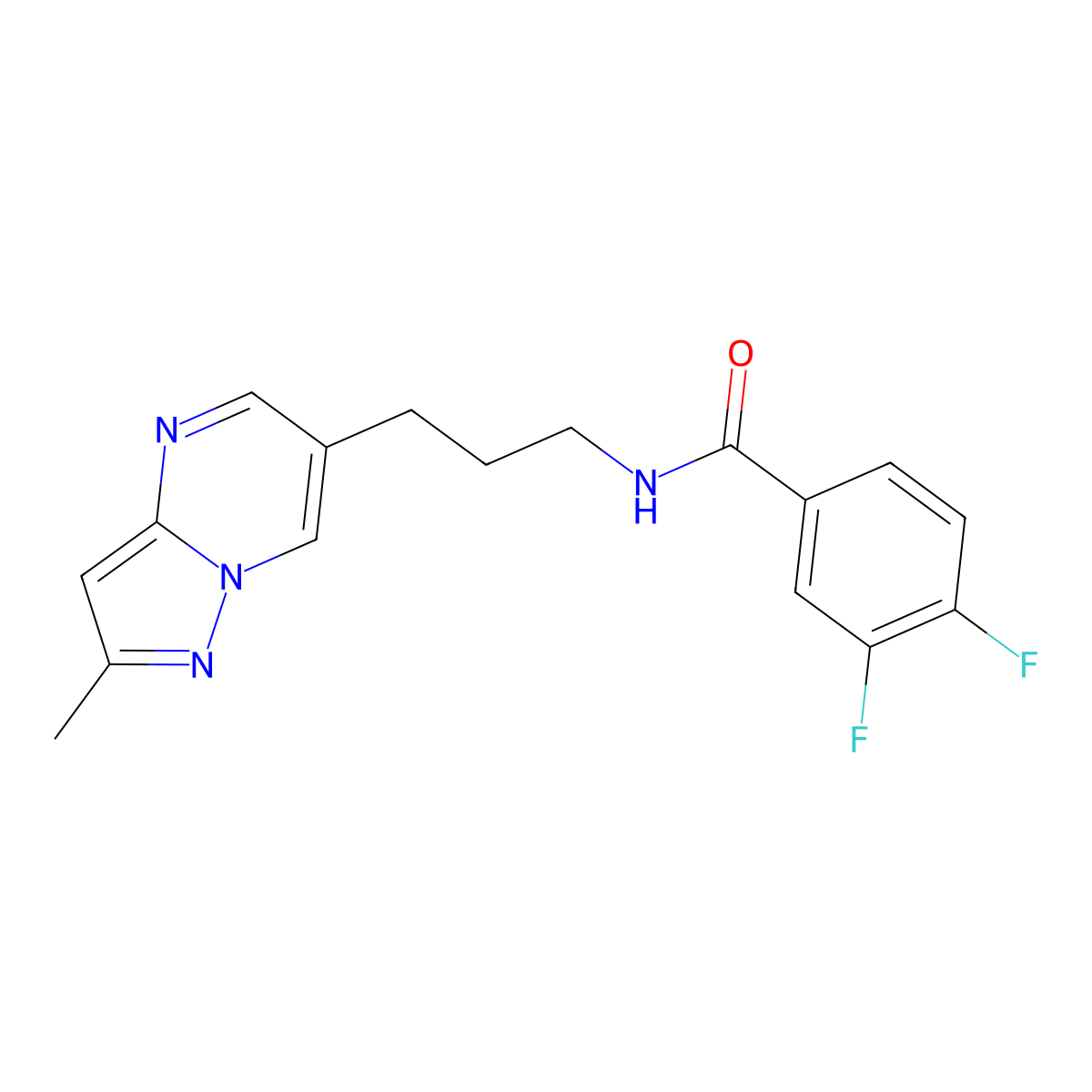 3,4-difluoro-N-(3-{2-methylpyrazolo[1,5-a]pyrimidin-6-yl}propyl)benzamide molecular structure, CAS 1797862-17-9