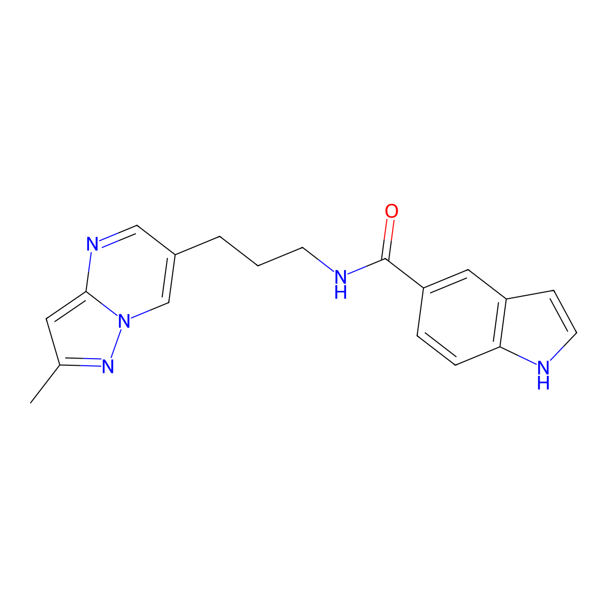 N-(3-{2-methylpyrazolo[1,5-a]pyrimidin-6-yl}propyl)-1H-indole-5-carboxamide molecular structure, CAS 1797862-40-8
