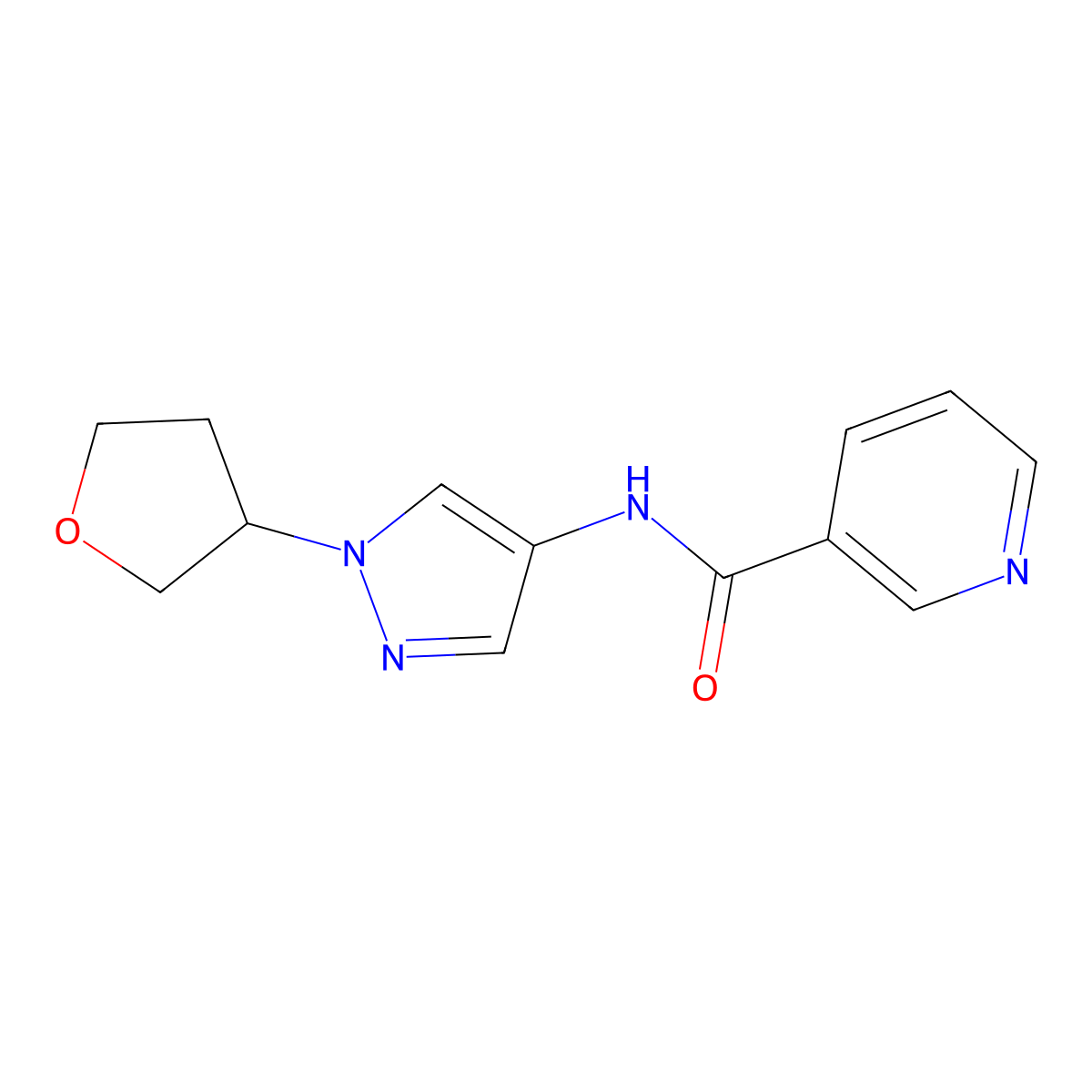 N-(1-(tetrahydrofuran-3-yl)-1H-pyrazol-4-yl)nicotinamide molecular structure, CAS 1797864-37-9