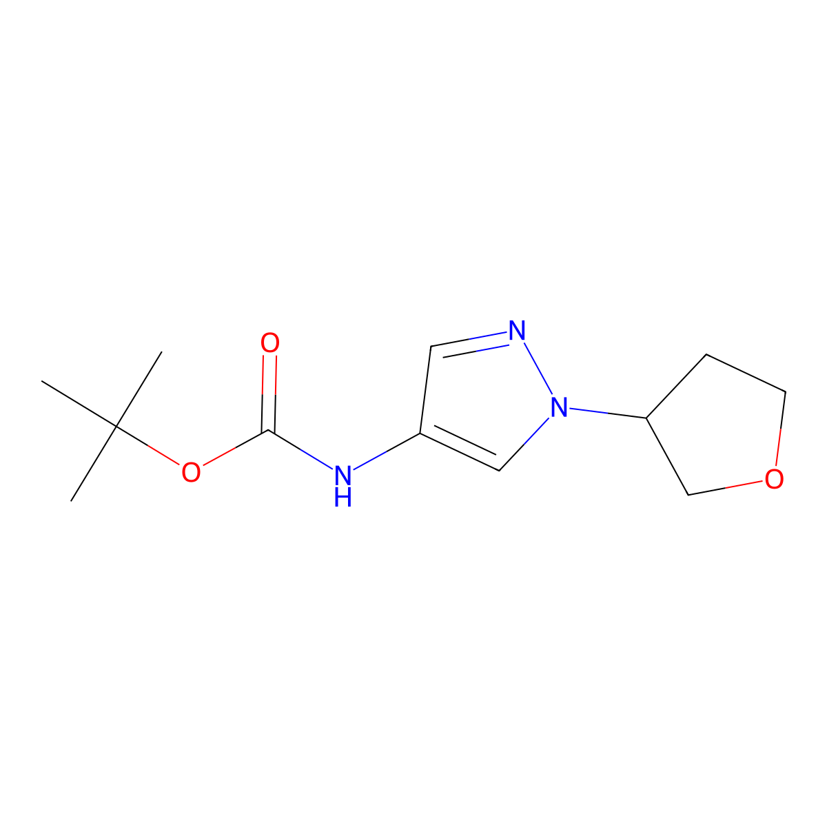 tert-butyl (1-(tetrahydrofuran-3-yl)-1H-pyrazol-4-yl)carbamate molecular structure, CAS 1797864-66-4