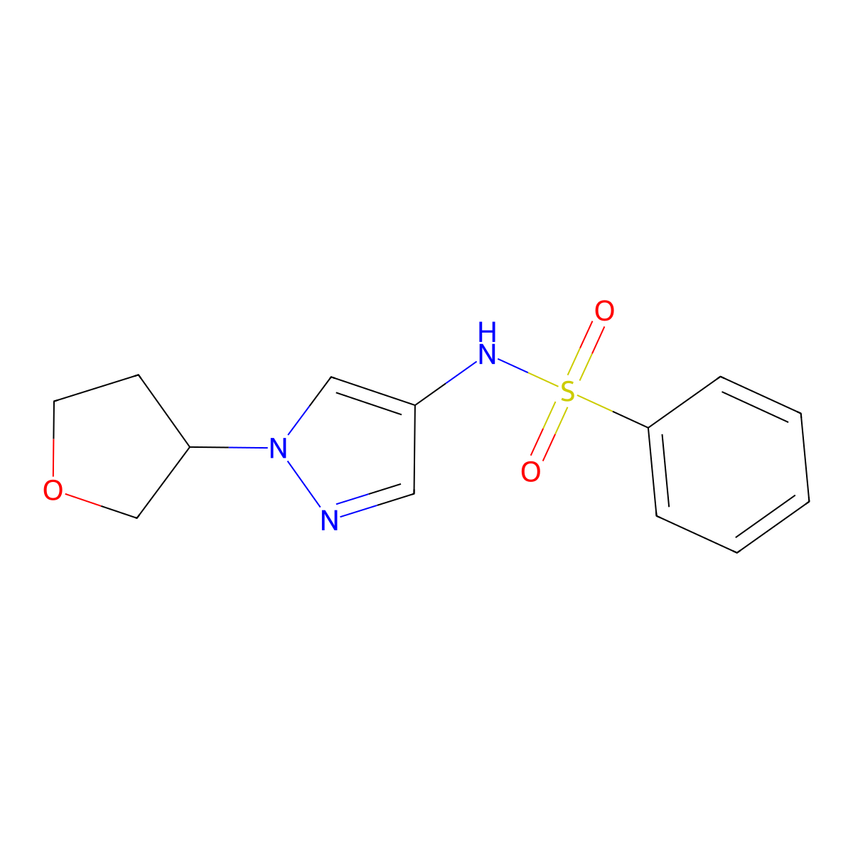N-(1-(tetrahydrofuran-3-yl)-1H-pyrazol-4-yl)benzenesulfonamide molecular structure, CAS 1797865-66-7